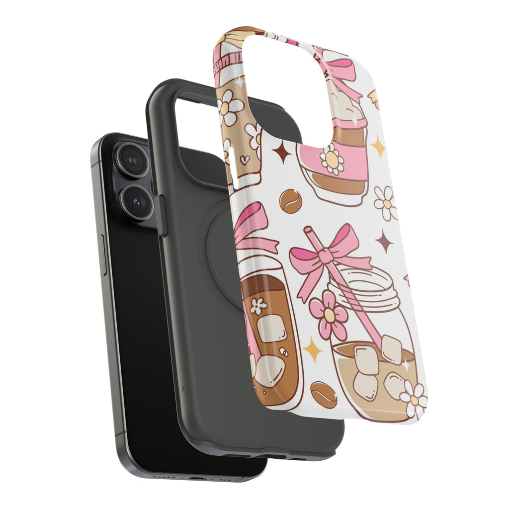 Cute Pink Coffee & Latte Pattern Impact Phone Case