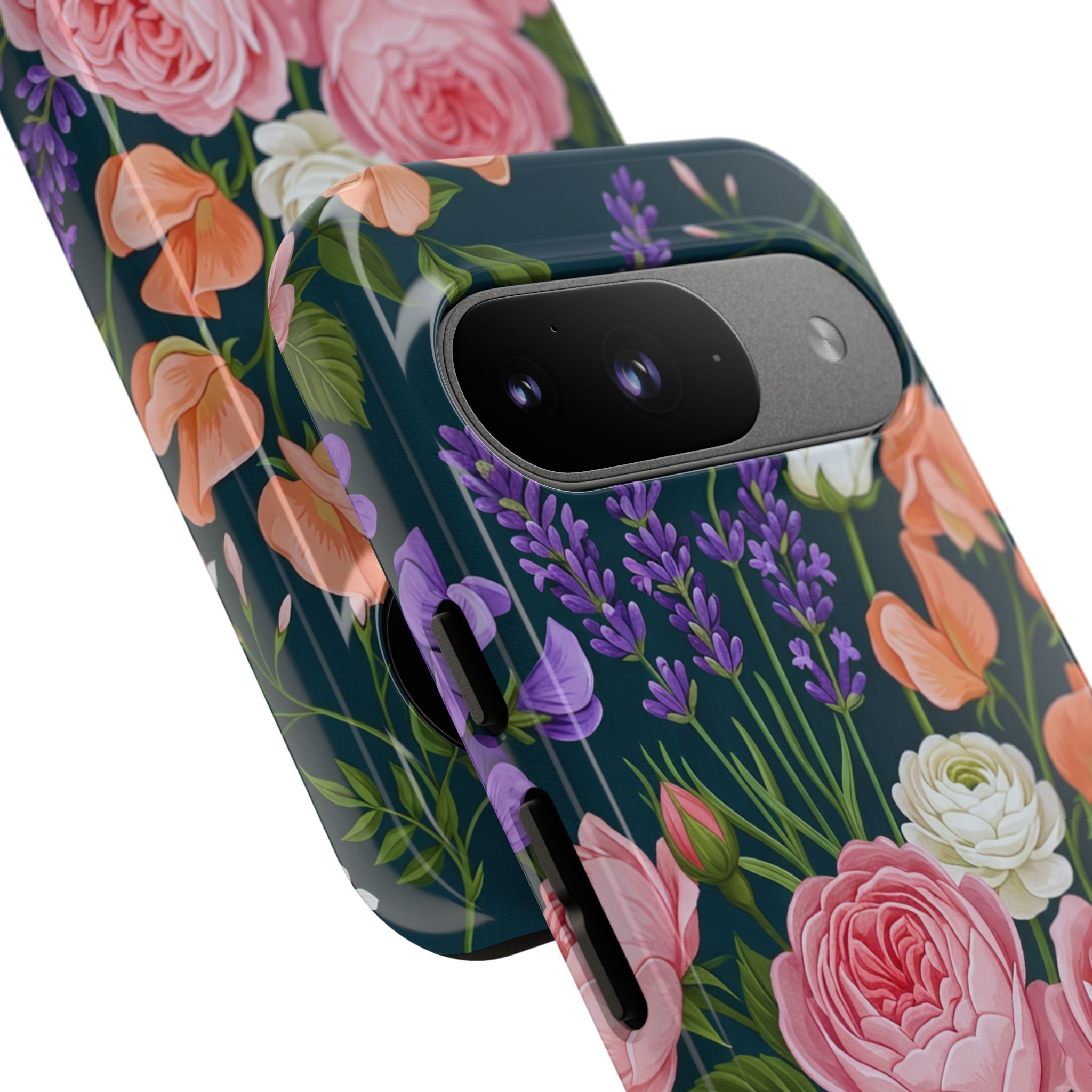 Floral Bouquet Phone Case — Vintage Roses & Lavender Protective Cover
