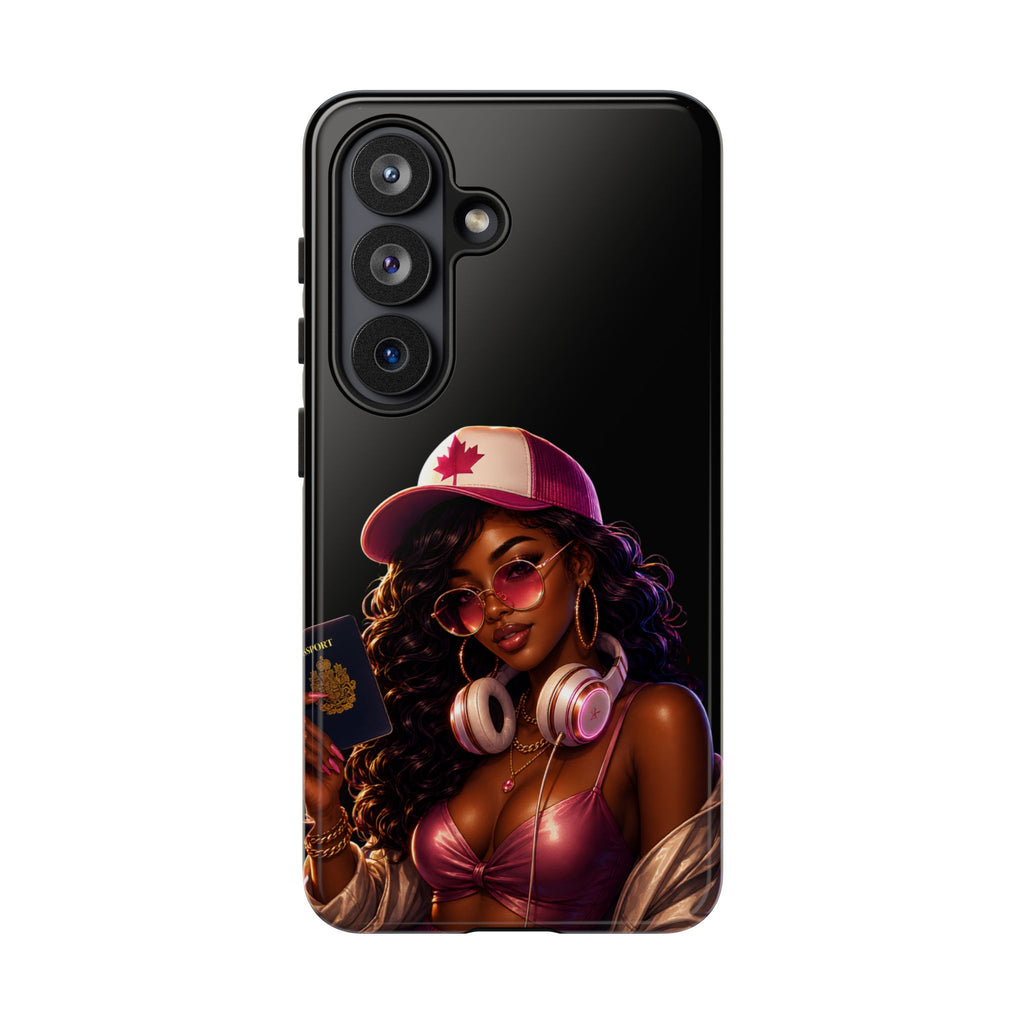 Phone Case - Cool Urban Woman with Headphones & Maple Hat