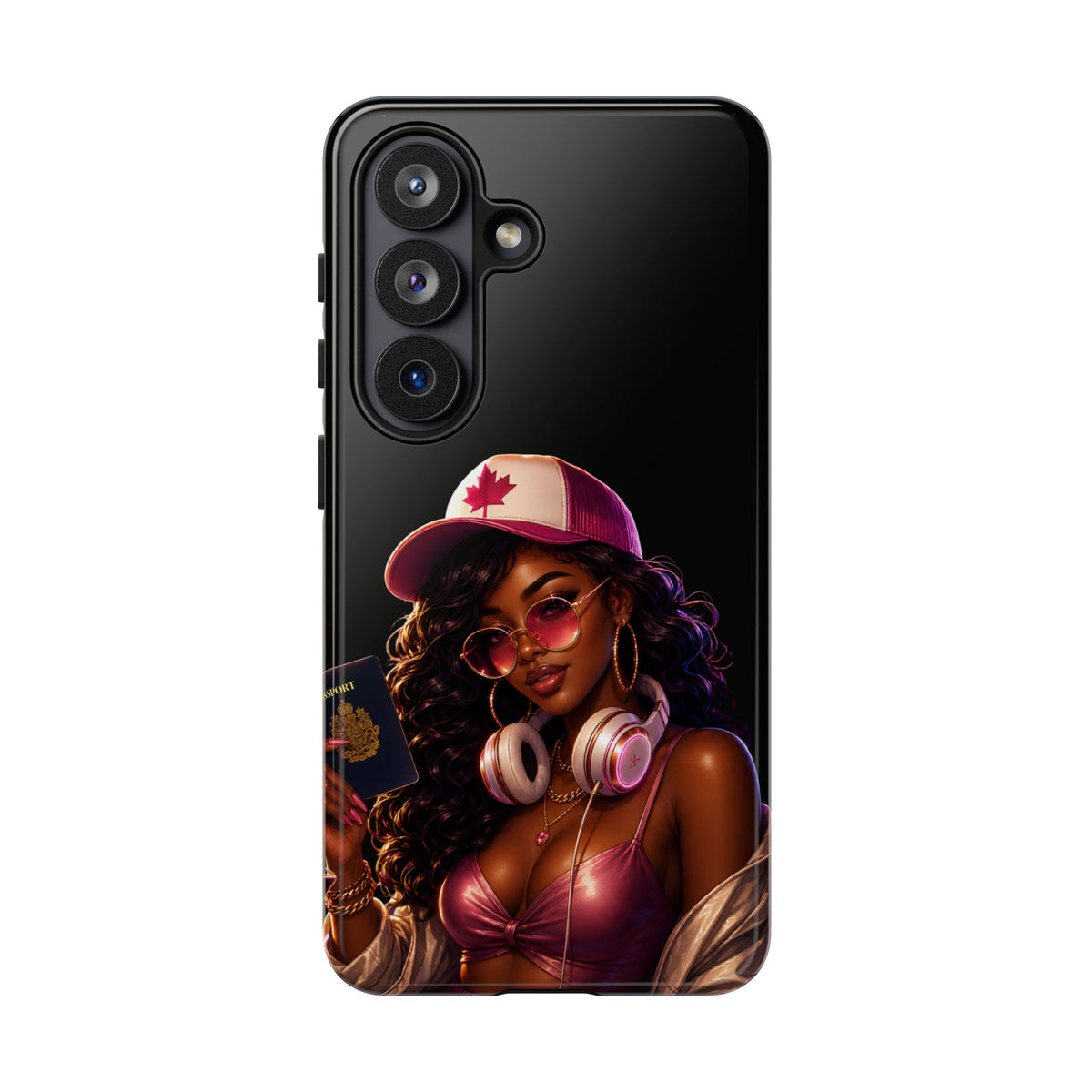 Phone Case - Cool Urban Woman with Headphones & Maple Hat