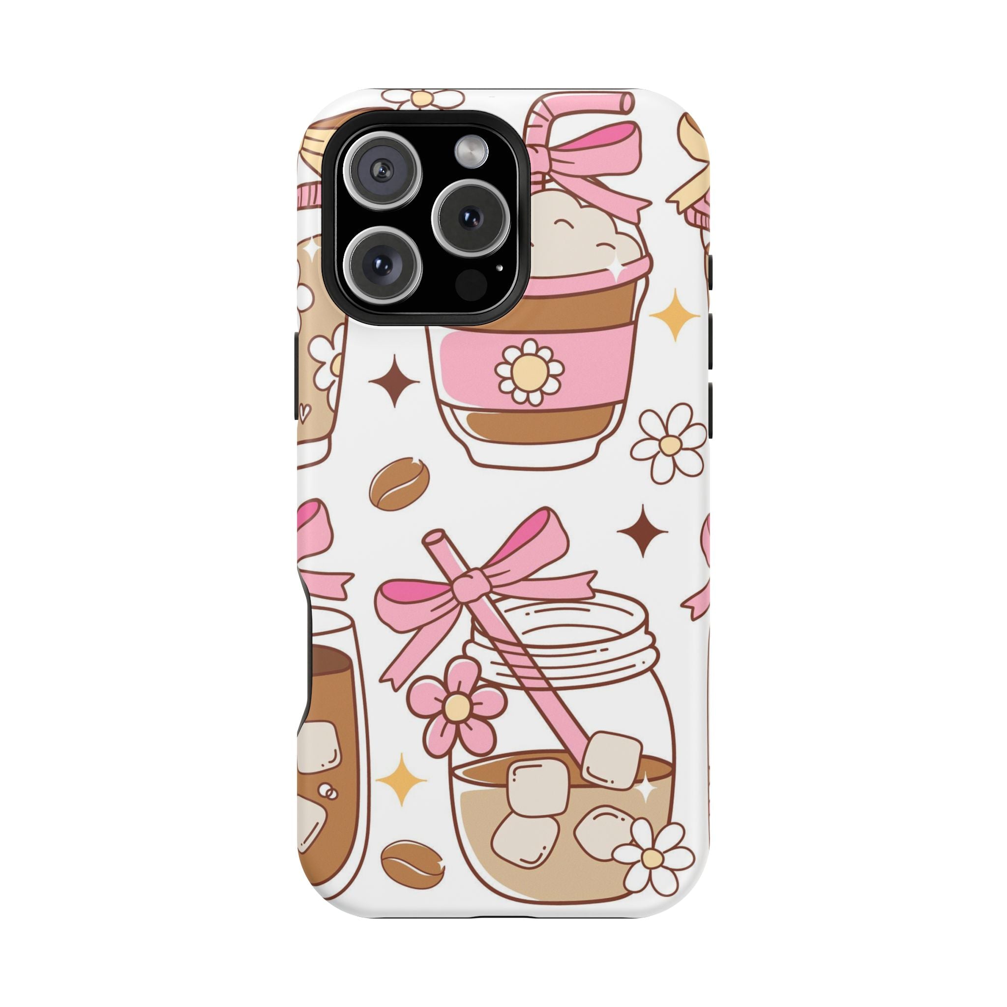 Cute Pink Coffee & Latte Pattern Impact Phone Case