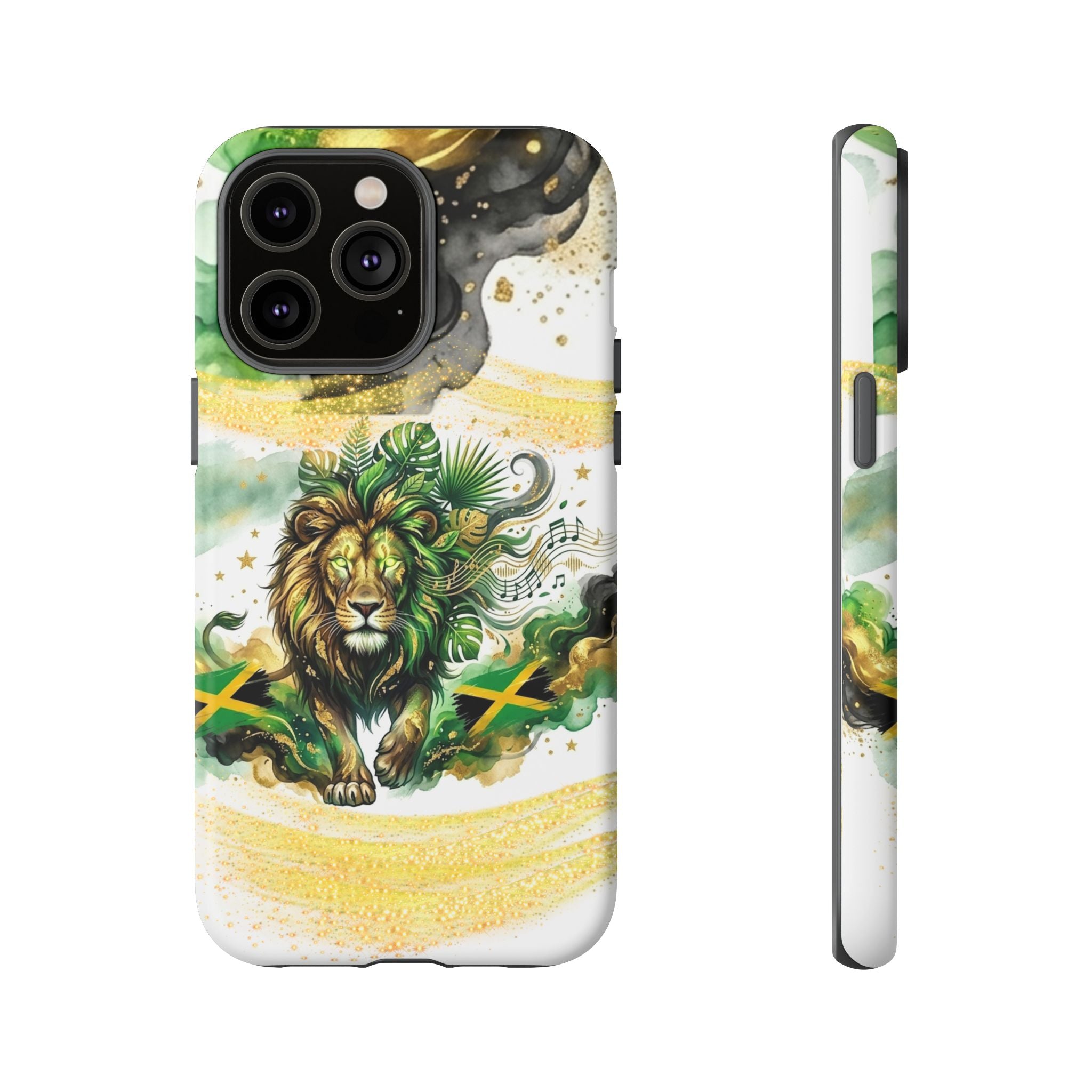 Reggae Lion Phone Case — Jamaican Flag Rasta Art Tough Phone Cover