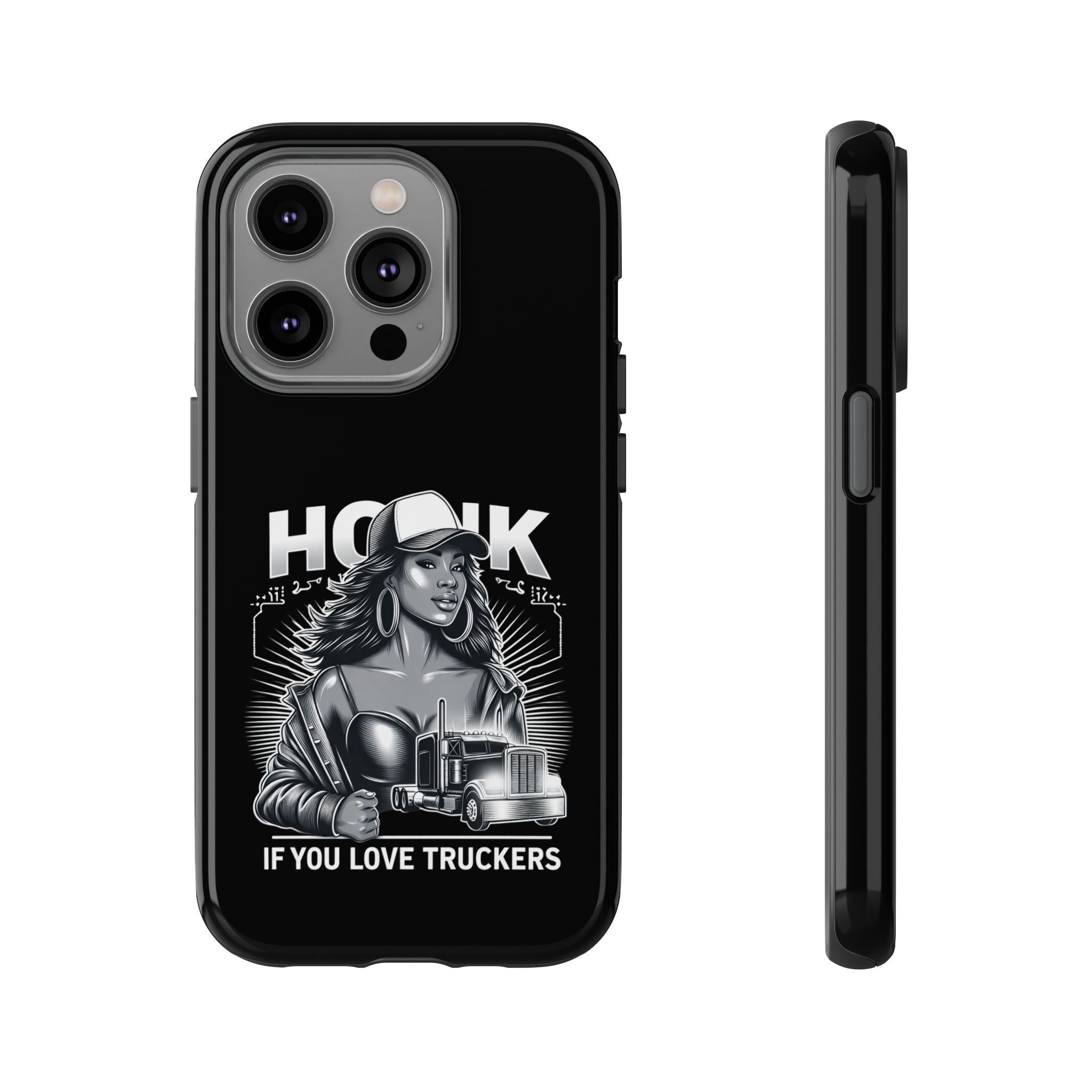 Phone Case — 'Honk' Trucker Girl Retro Semi Truck Protective Case