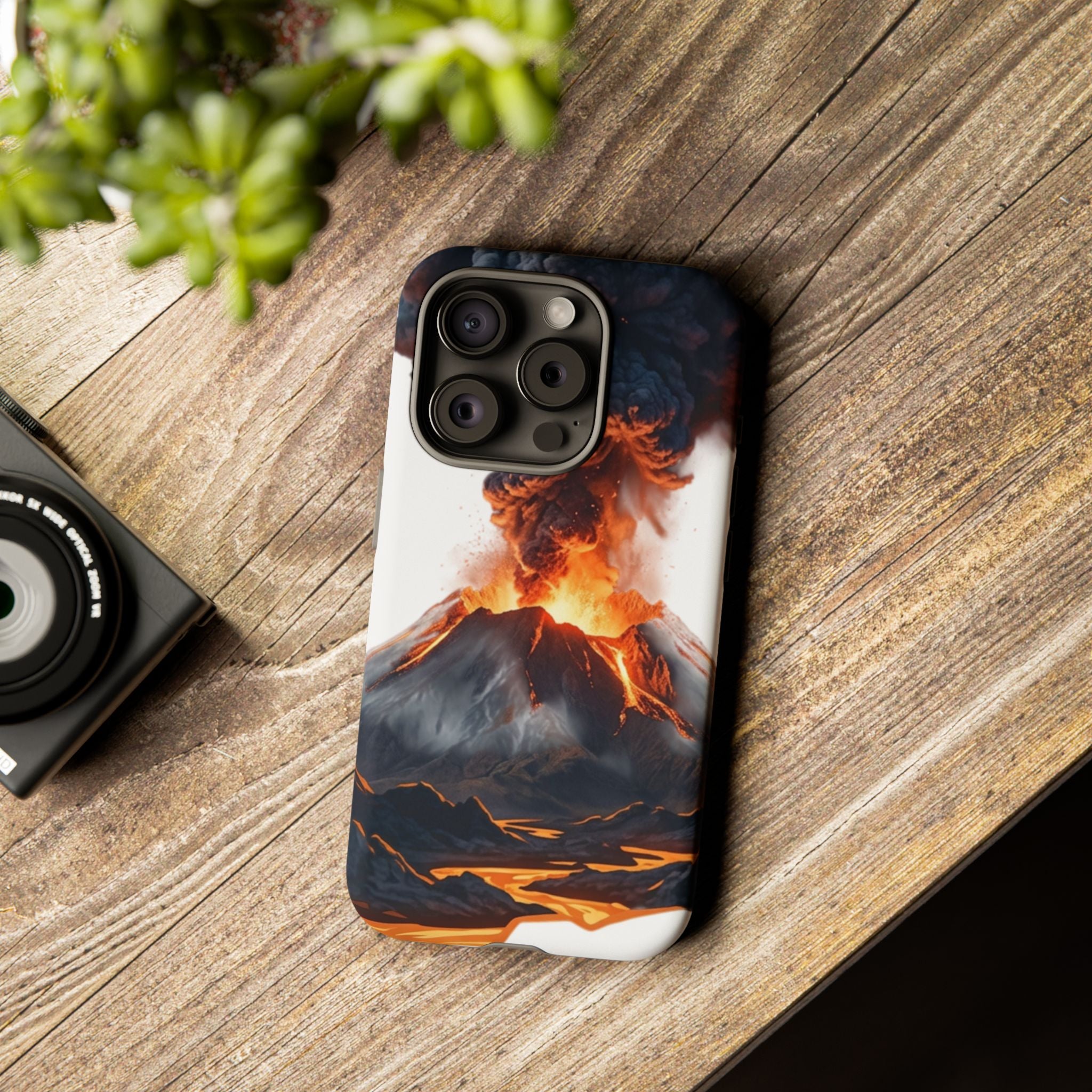 Volcano Eruption Tough Phone Case — Fiery Lava Protective Cover