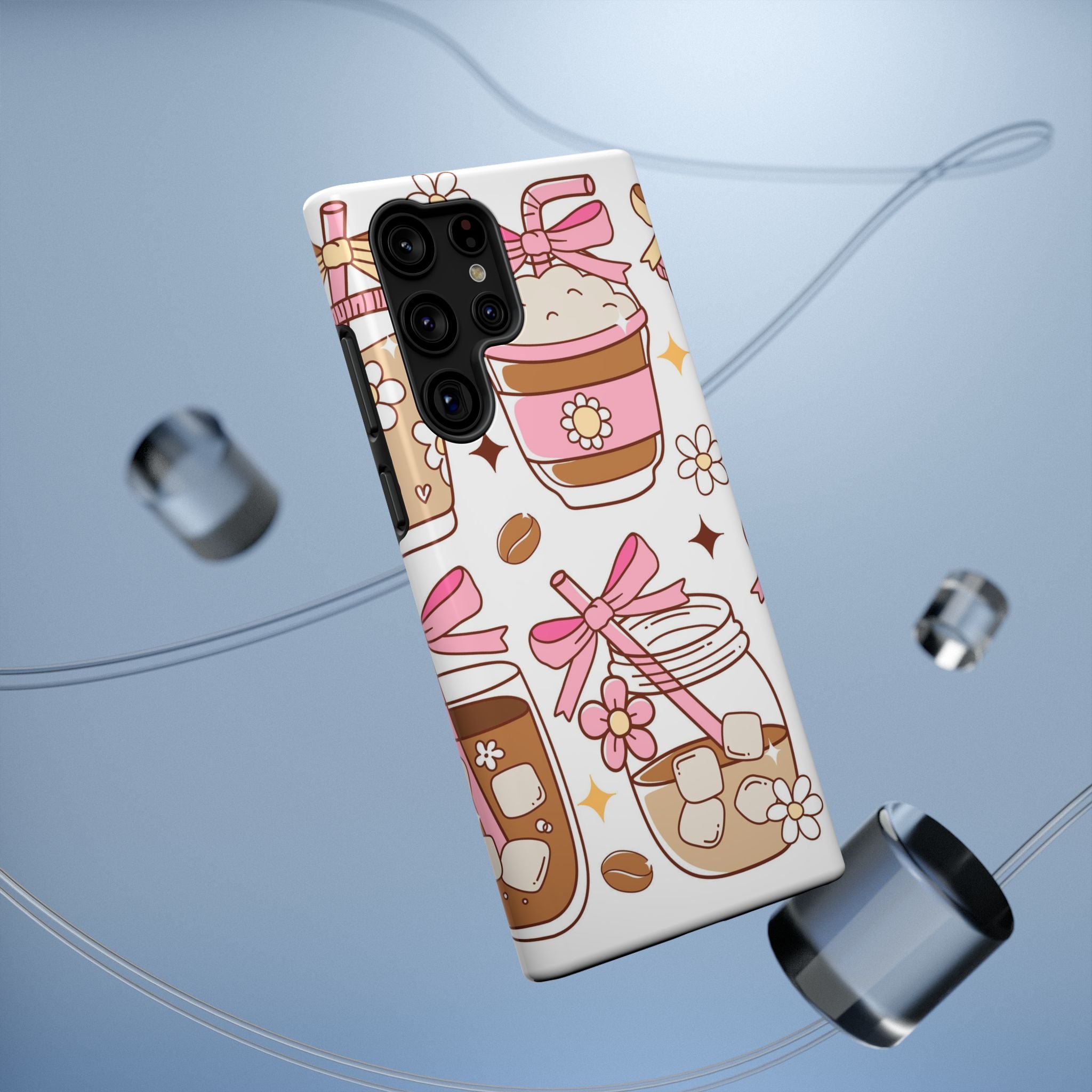 Cute Pink Coffee & Latte Pattern Impact Phone Case