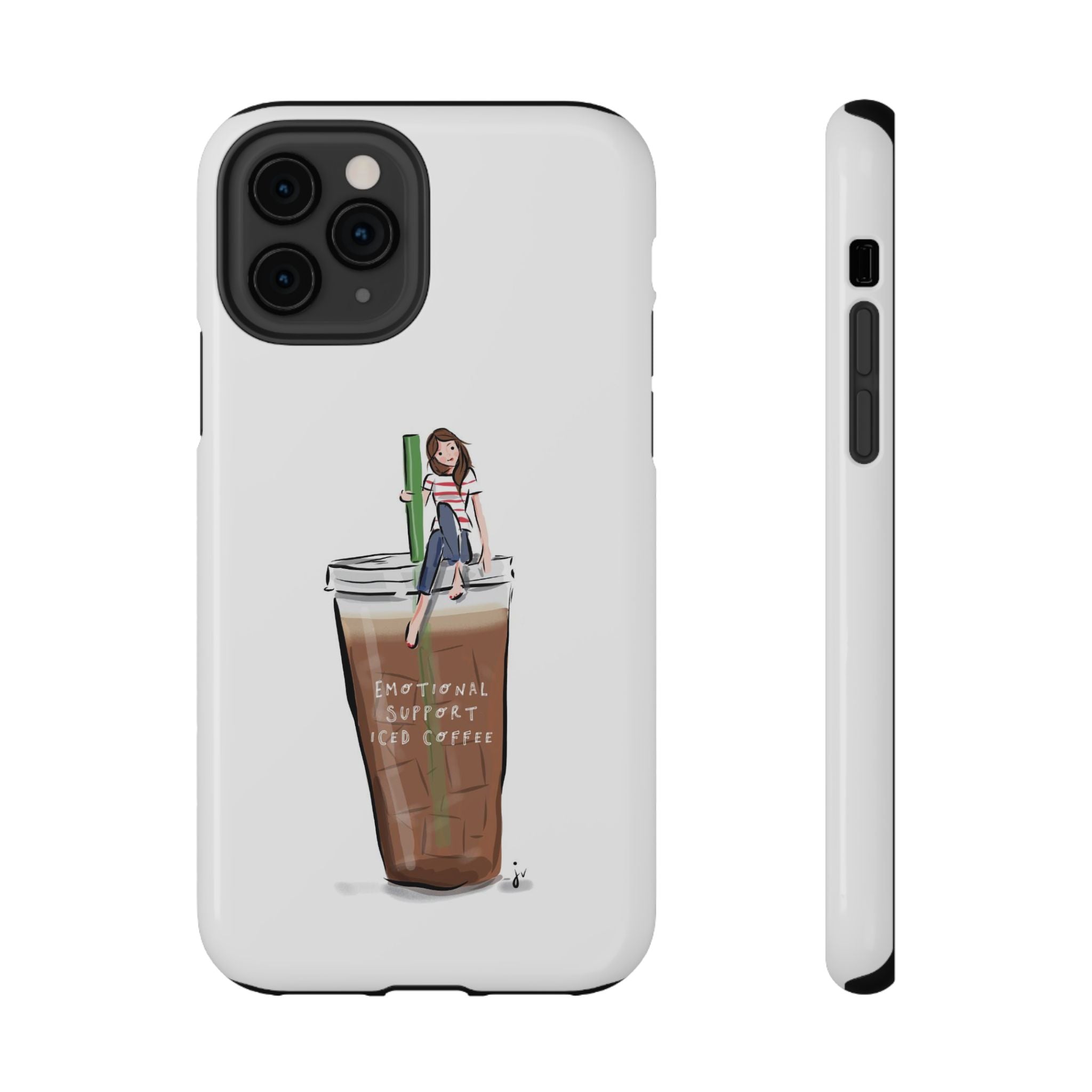 Iced Coffee & Me Phone Case — Cute Illustration 'Emotional Support Iced Coffee' Impact-Resistant Case