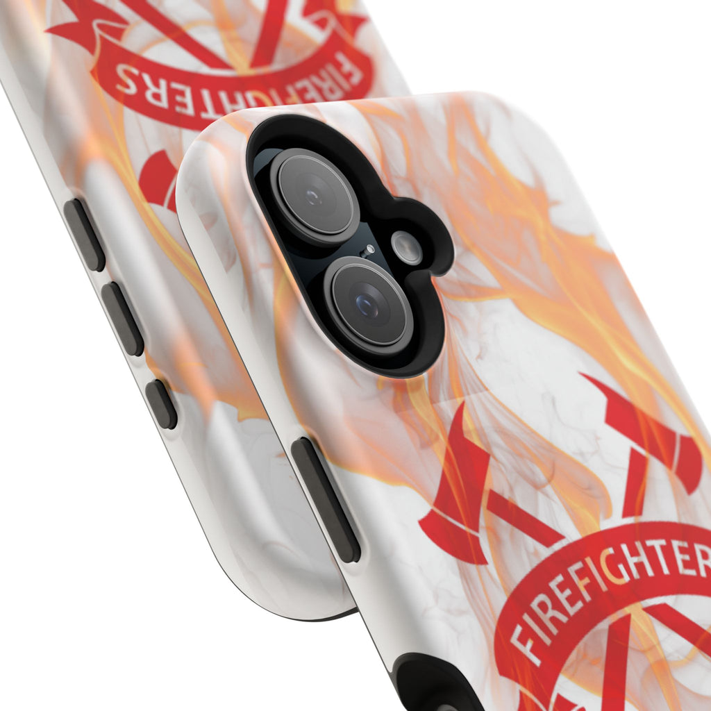 Firefighters Magnetic Impact-Resistant Phone Case — Flame Design with Maltese Cross