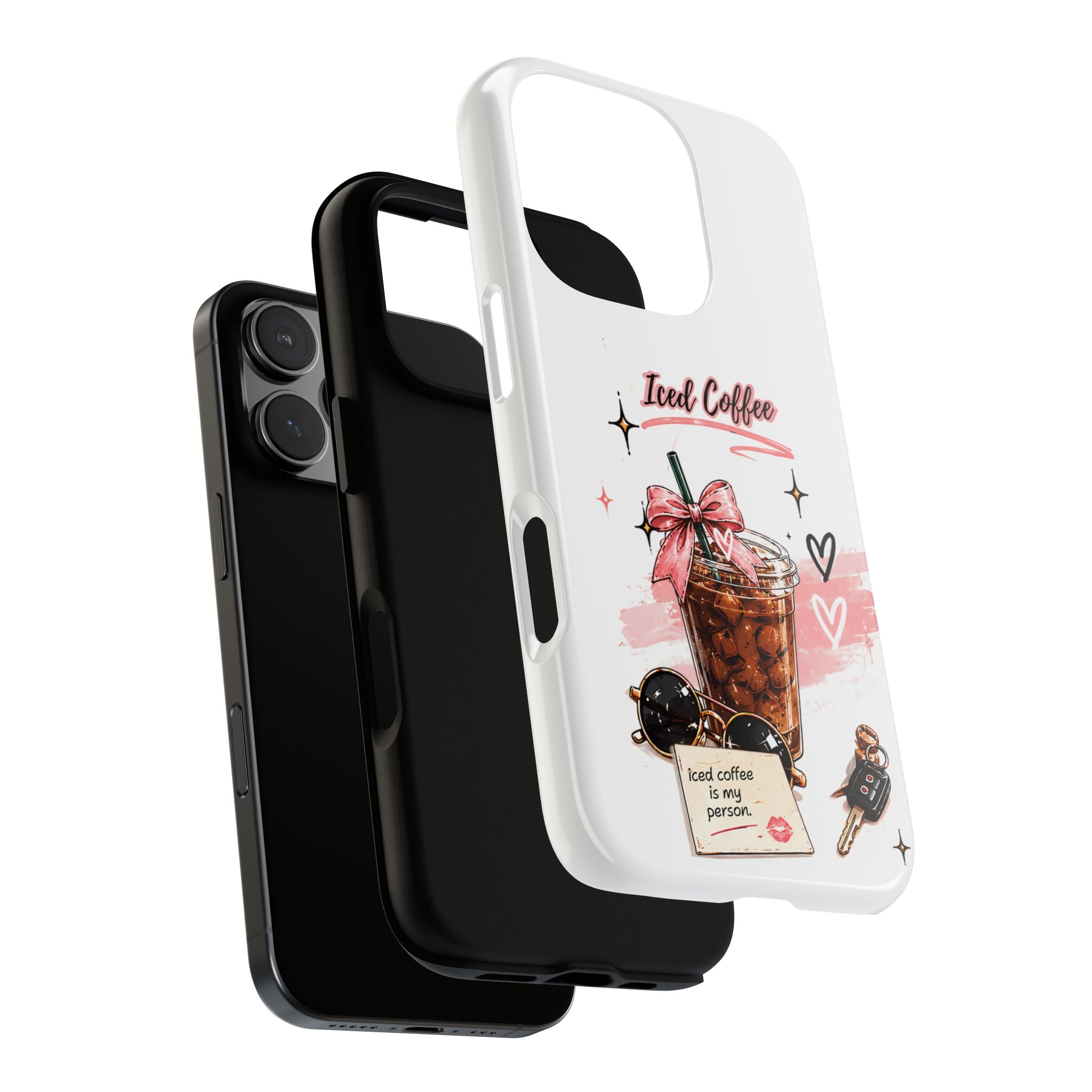 Iced Coffee Phone Case – Cute Pink Boba Design ("Iced coffee is my person")