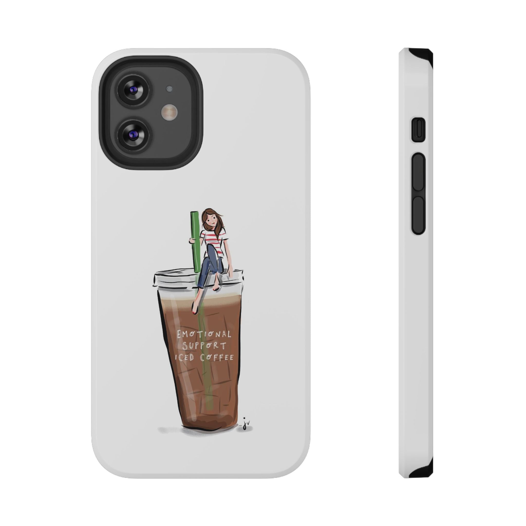 Iced Coffee & Me Phone Case — Cute Illustration 'Emotional Support Iced Coffee' Impact-Resistant Case