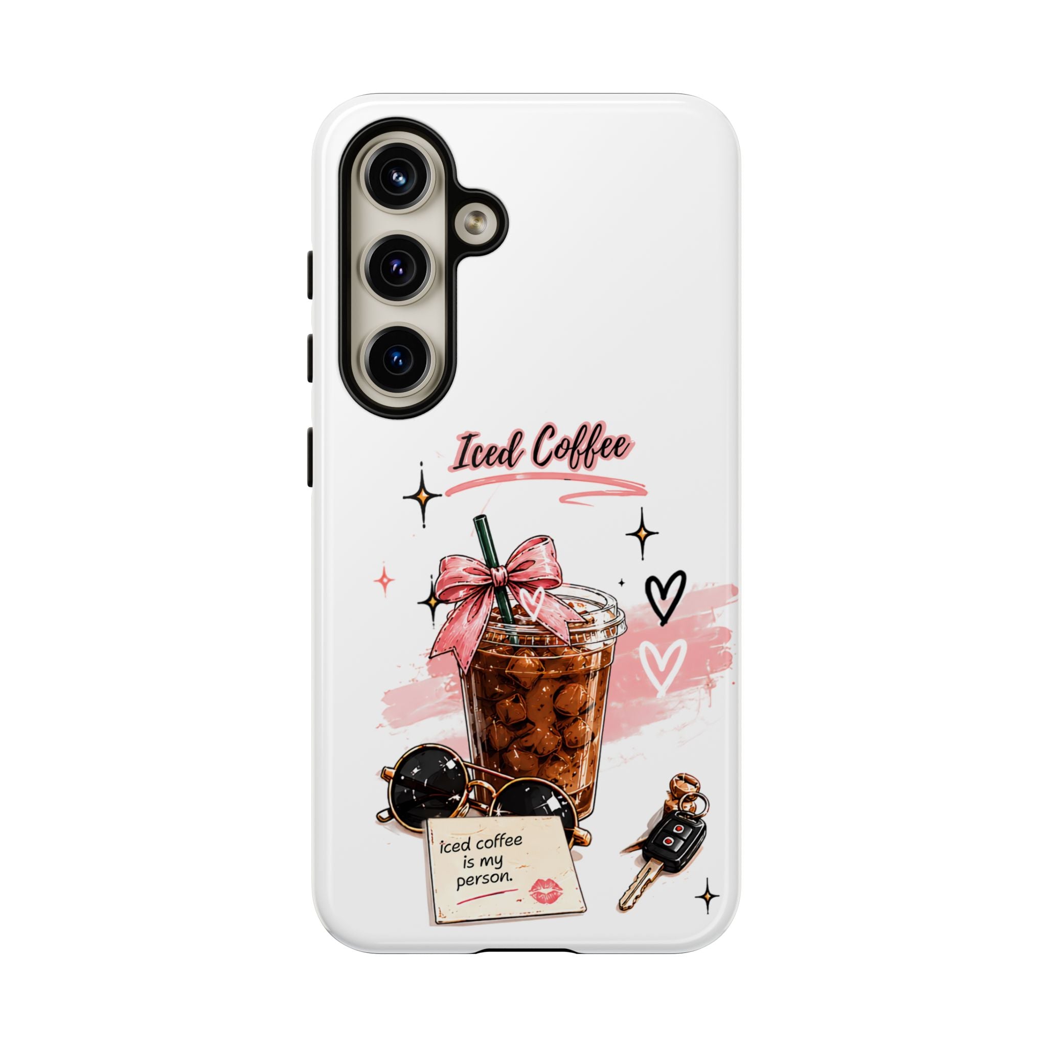 Iced Coffee Phone Case – Cute Pink Boba Design ("Iced coffee is my person")