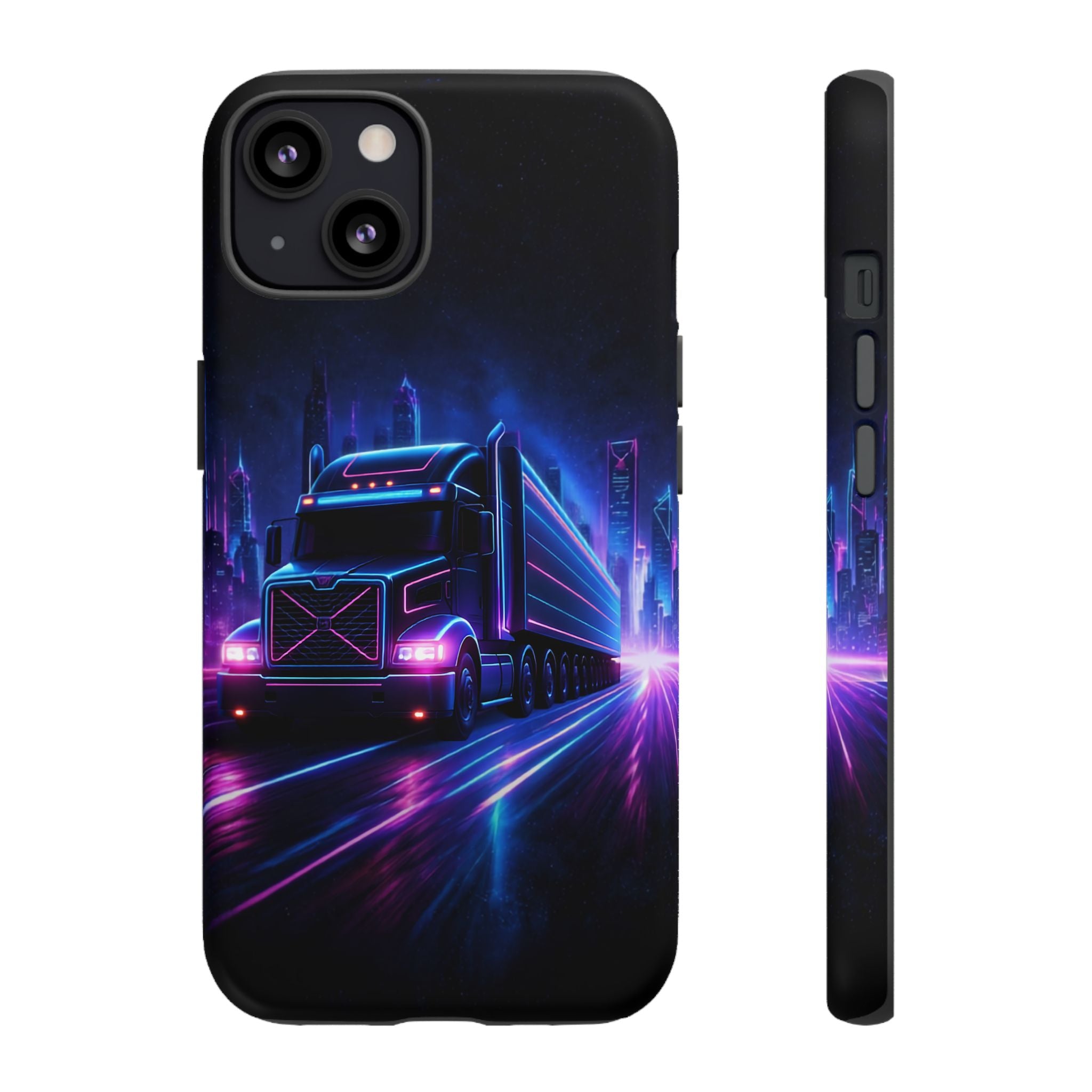Neon Retro Rig Phone Case — Trucker Semi Truck Nightscape Protective Case