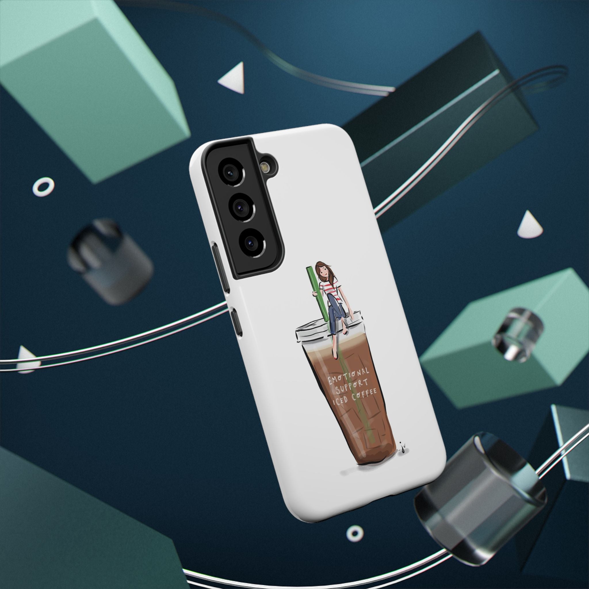 Iced Coffee & Me Phone Case — Cute Illustration 'Emotional Support Iced Coffee' Impact-Resistant Case