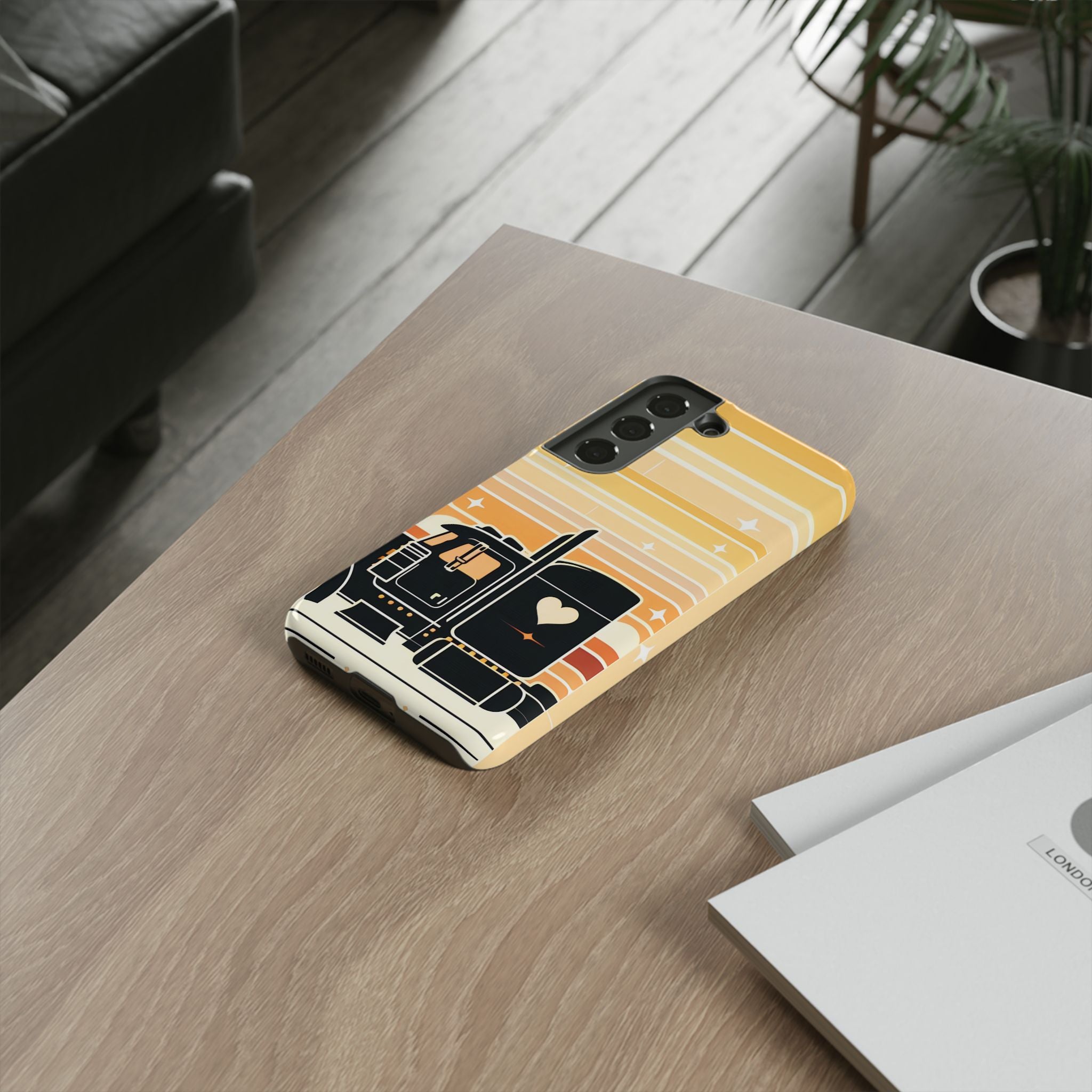 Trucker Heart Phone Case — Retro Semi Truck Protective Phone Cover