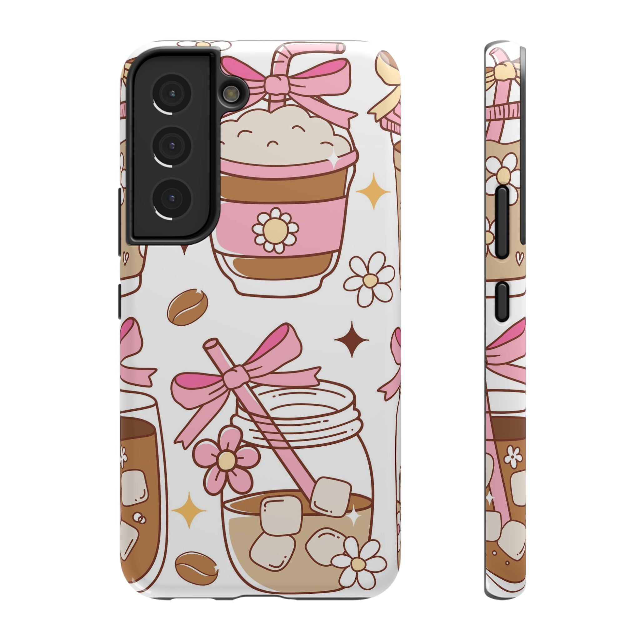 Cute Pink Coffee & Latte Pattern Impact Phone Case