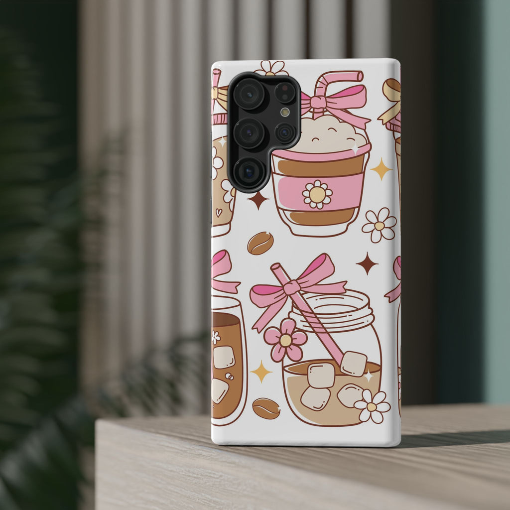 Cute Pink Coffee & Latte Pattern Impact Phone Case