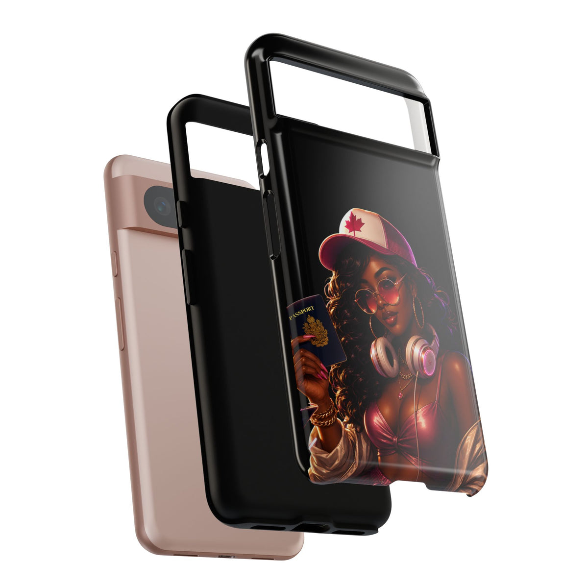 Phone Case - Cool Urban Woman with Headphones & Maple Hat