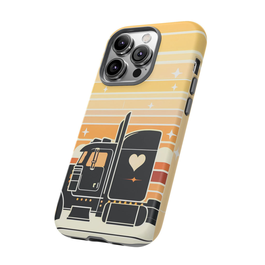 Trucker Heart Phone Case — Retro Semi Truck Protective Phone Cover