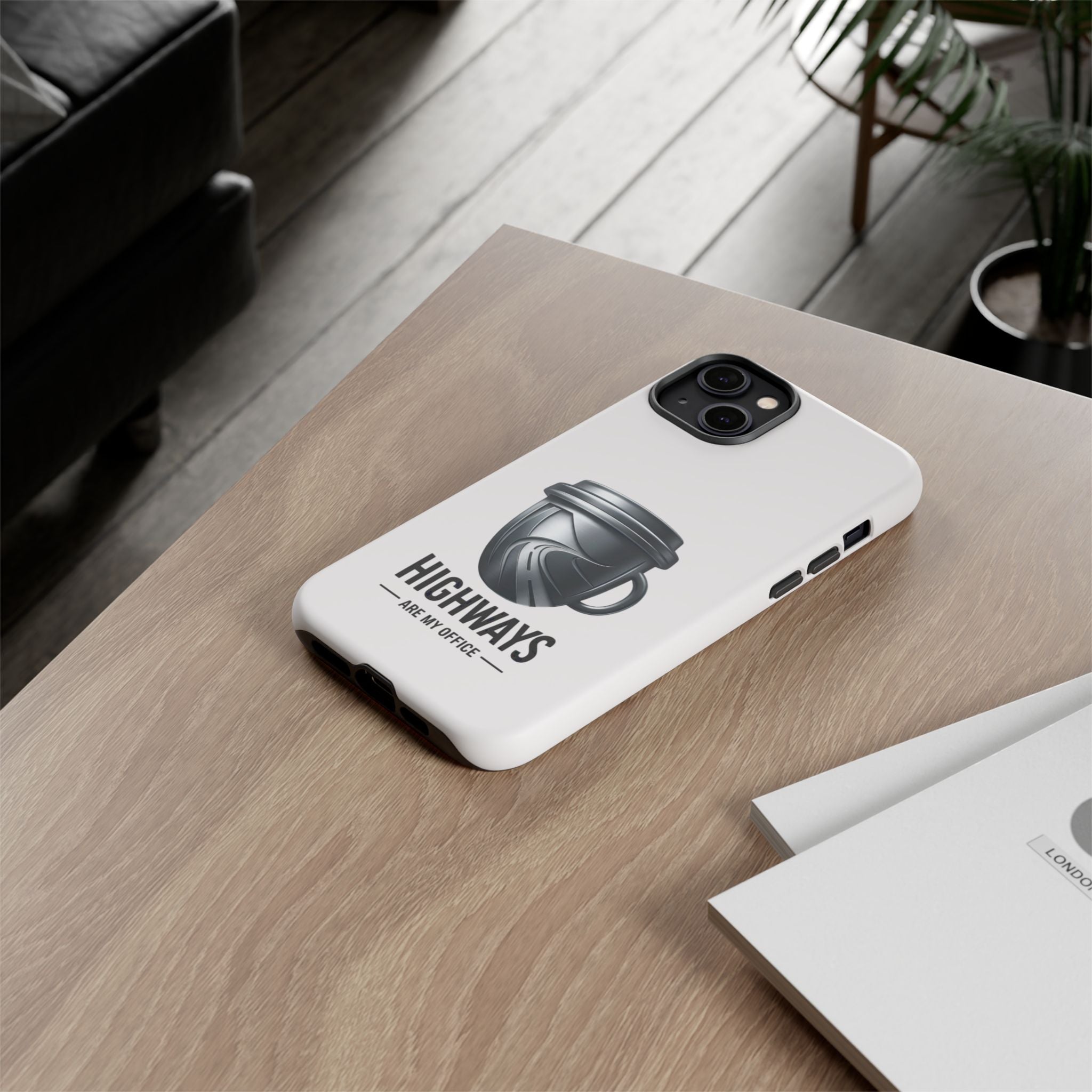 Hard Shell Phone Case — “Highways Are My Office” Travel Coffee Design