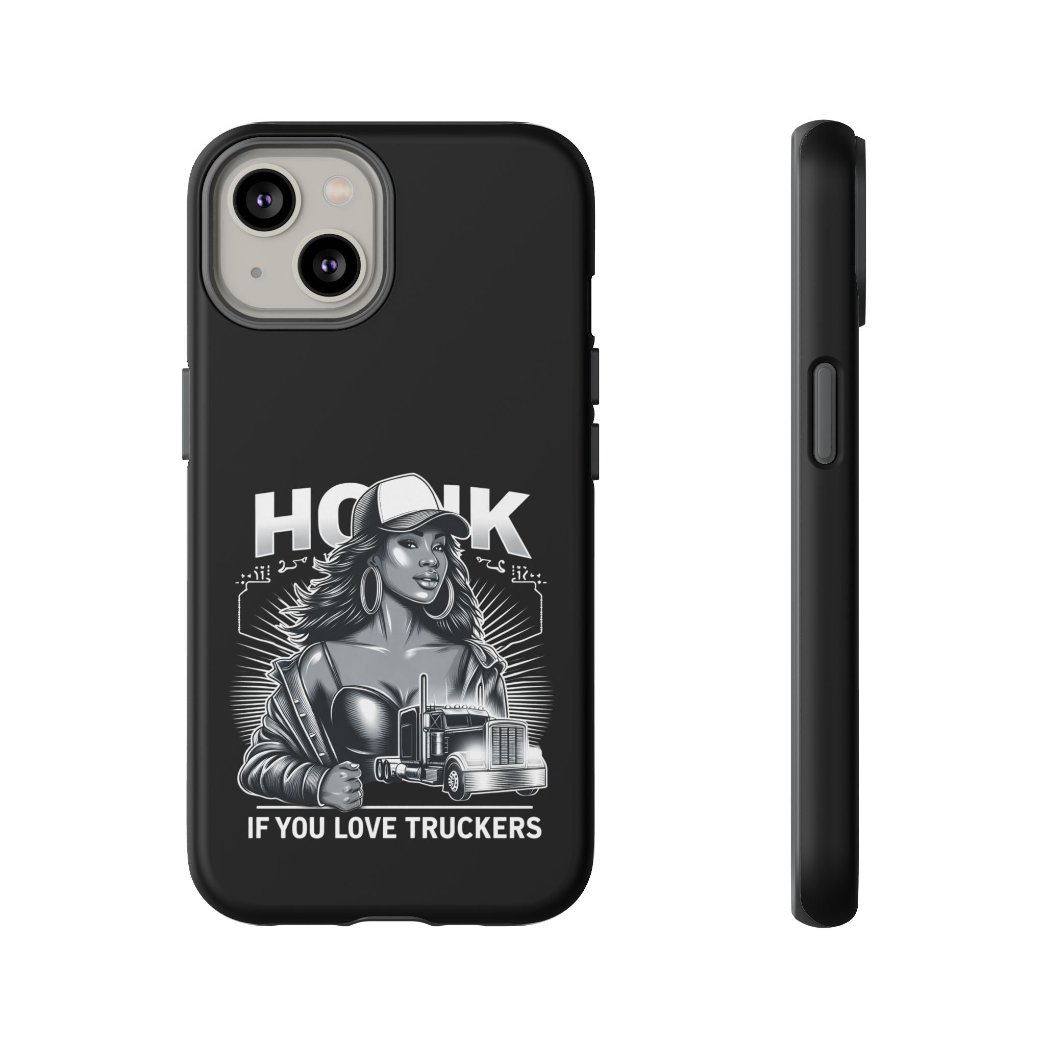 Phone Case — 'Honk' Trucker Girl Retro Semi Truck Protective Case