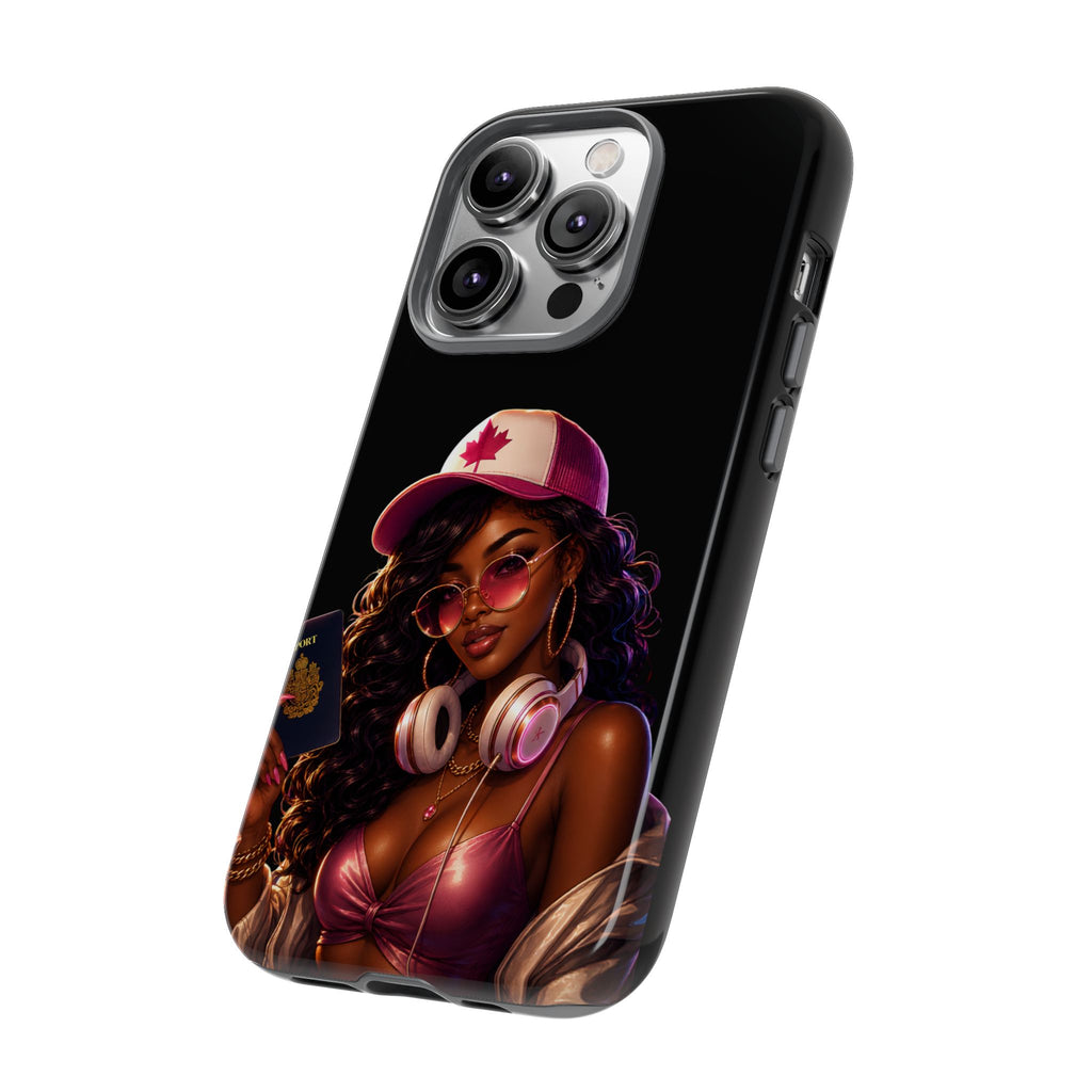 Phone Case - Cool Urban Woman with Headphones & Maple Hat