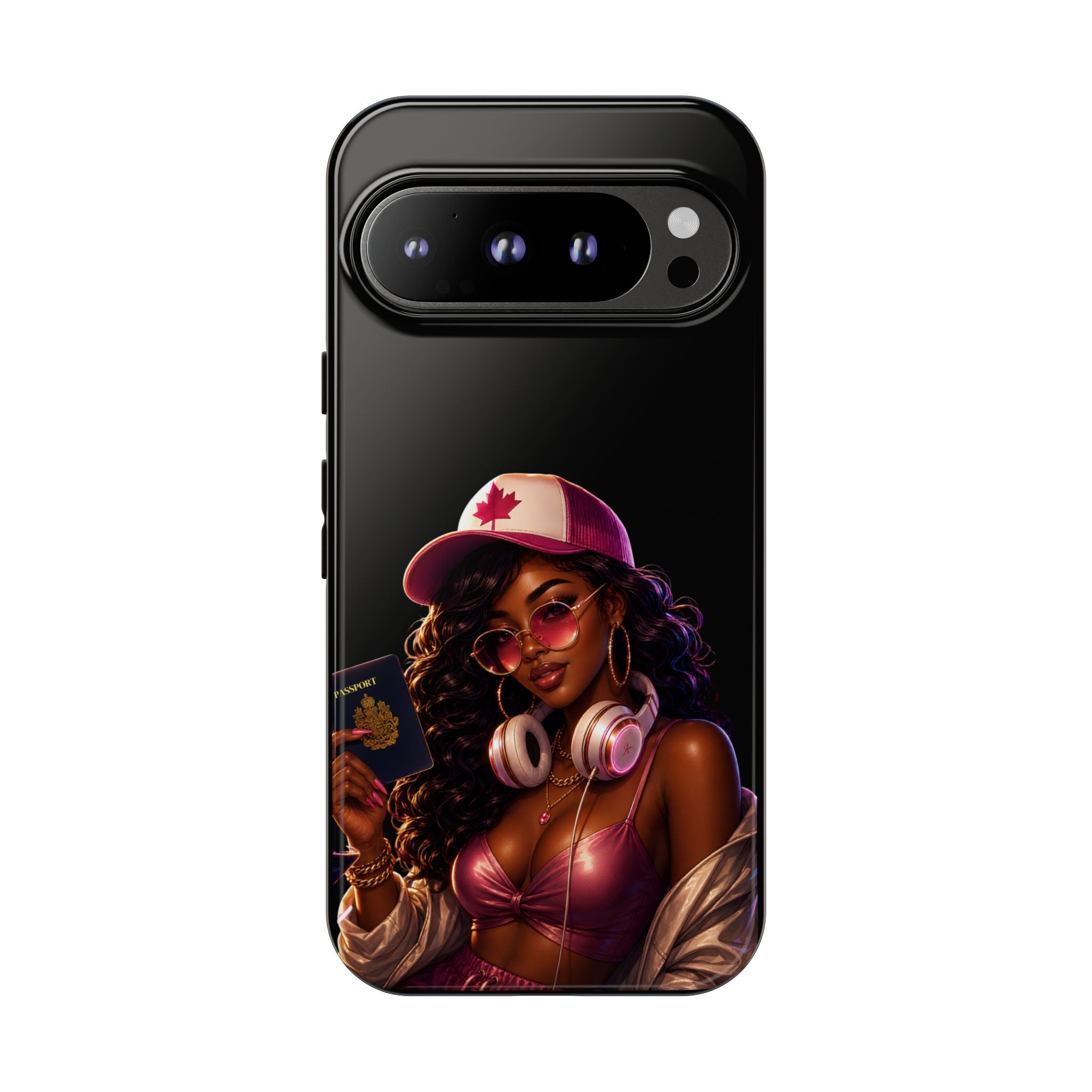Phone Case — Stylish Urban Woman Design with Maple Cap