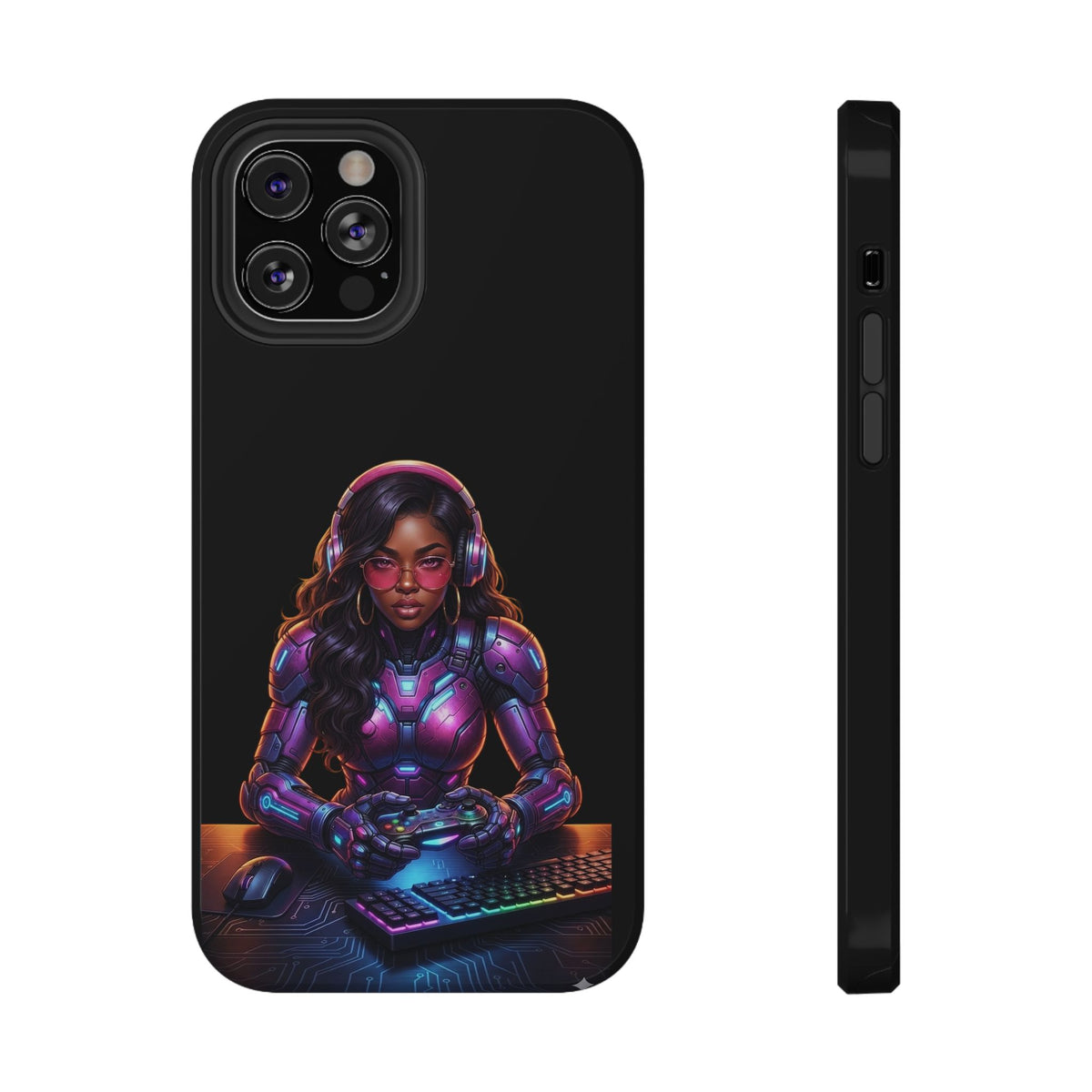 Gamer Girl Cyber Armor Phone Case — Impact‑Resistant Protective Cover