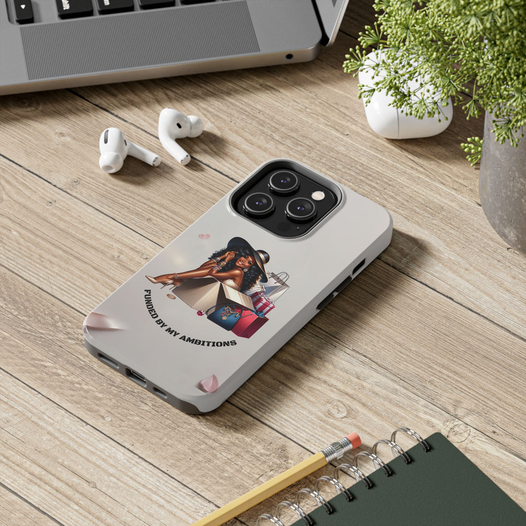 Chic Shopper Tough Phone Case — Stylish Black Woman with Shopping Bags