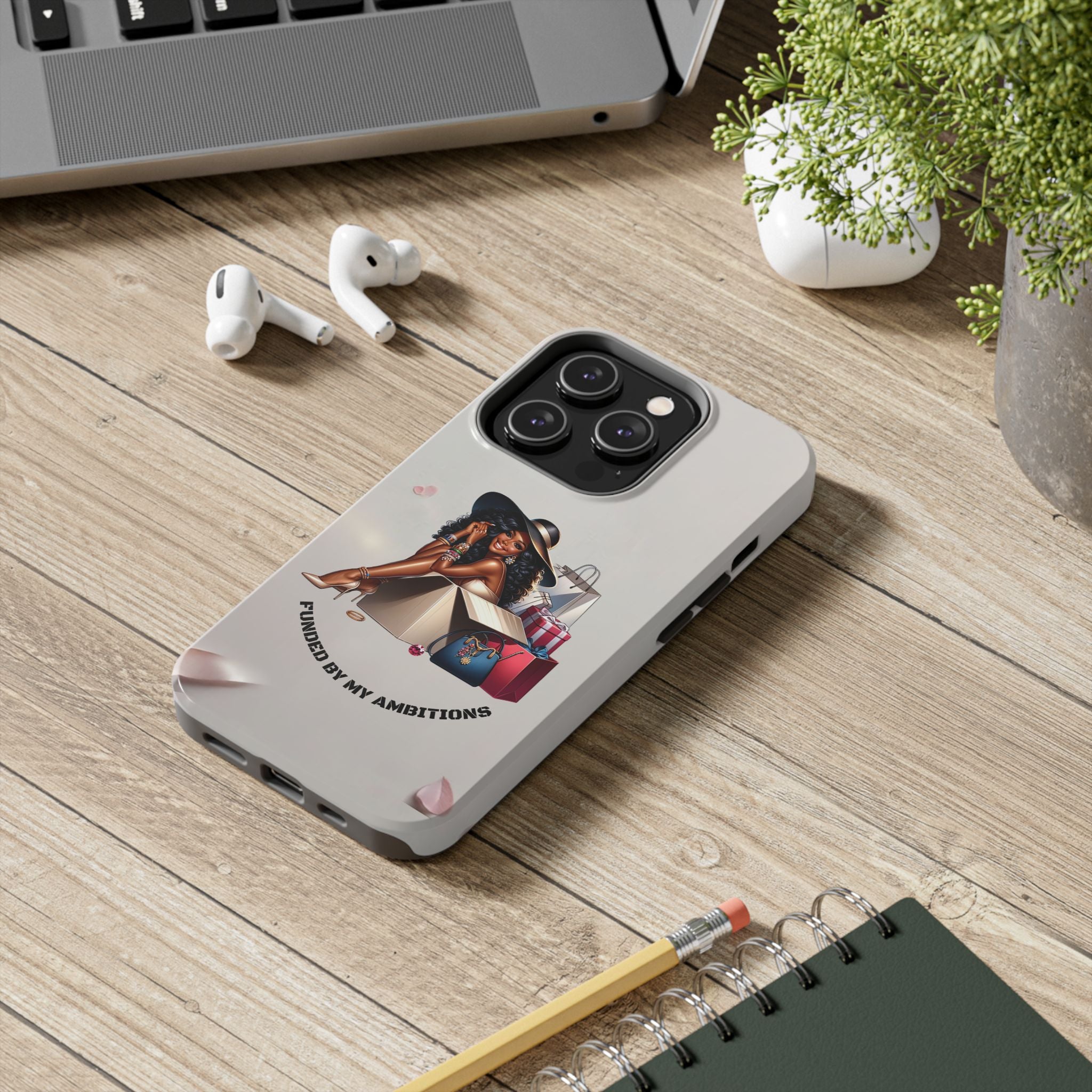 Chic Shopper Tough Phone Case — Stylish Black Woman with Shopping Bags