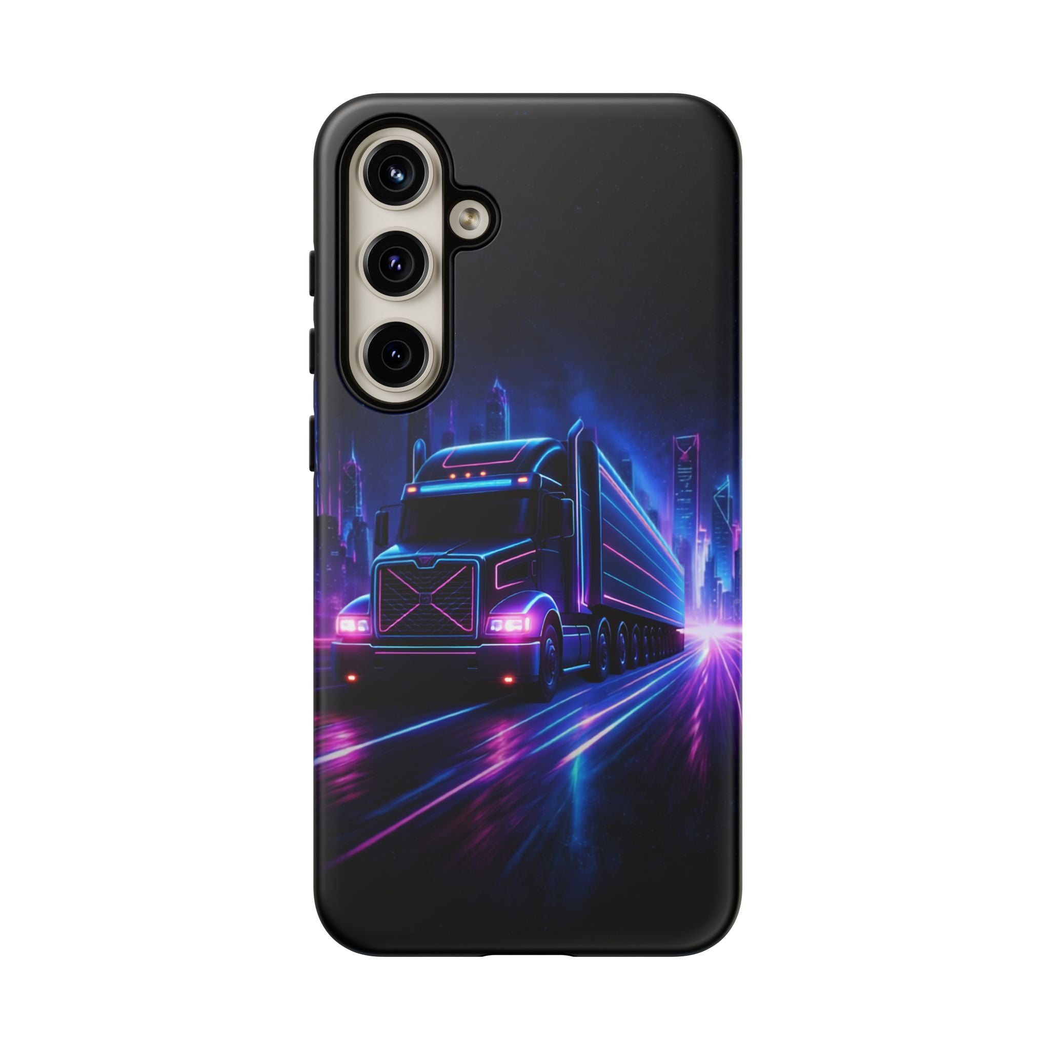Neon Retro Rig Phone Case — Trucker Semi Truck Nightscape Protective Case