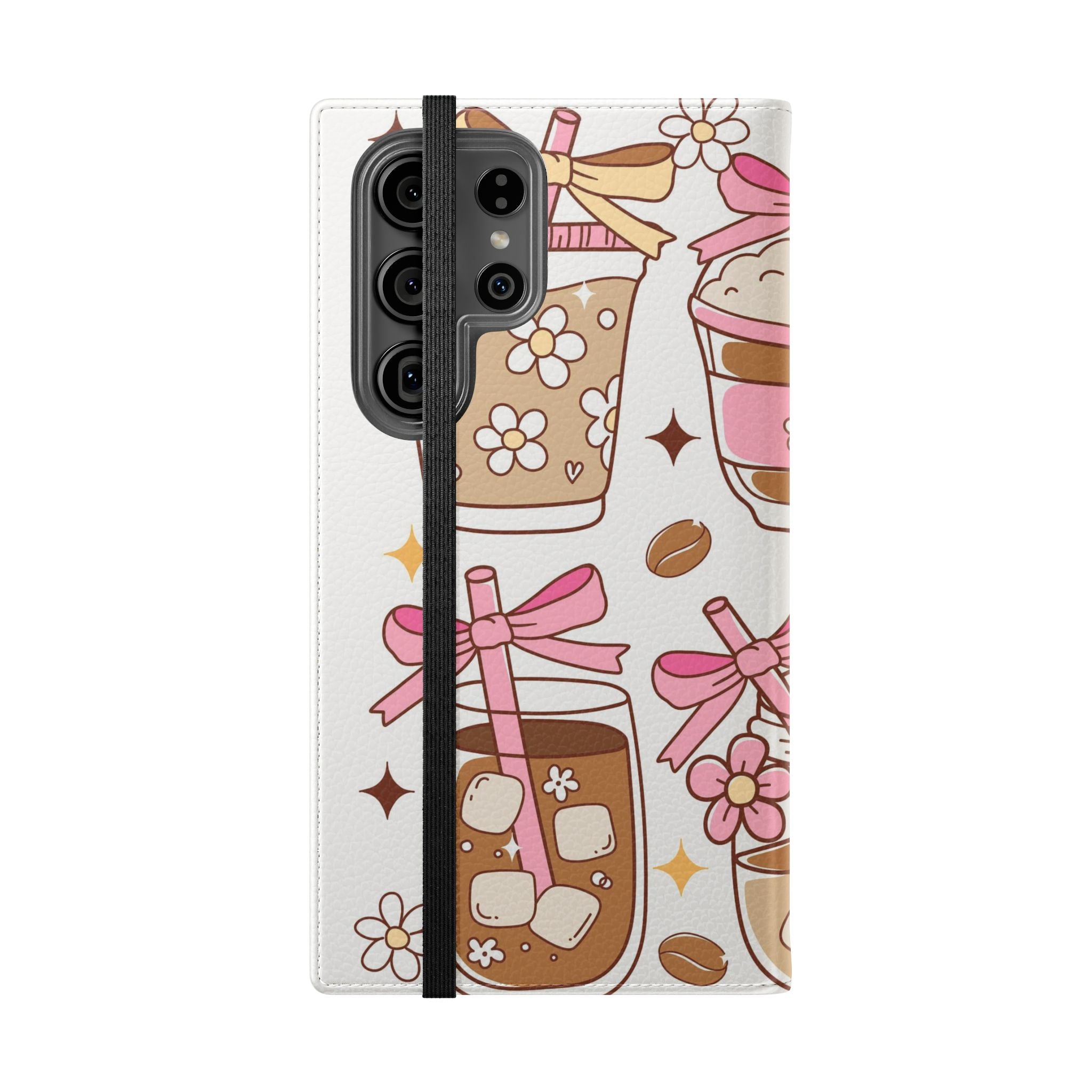 Cute Coffee & Latte Flip Phone Case – Cozy Boba & Dessert Wallet Cover