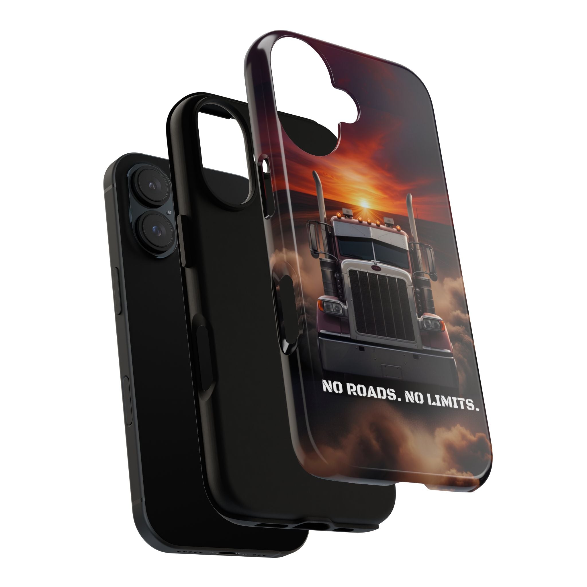 Truck Phone Case — "No Roads. No Limits." Sunset Semi Truck Protective Case
