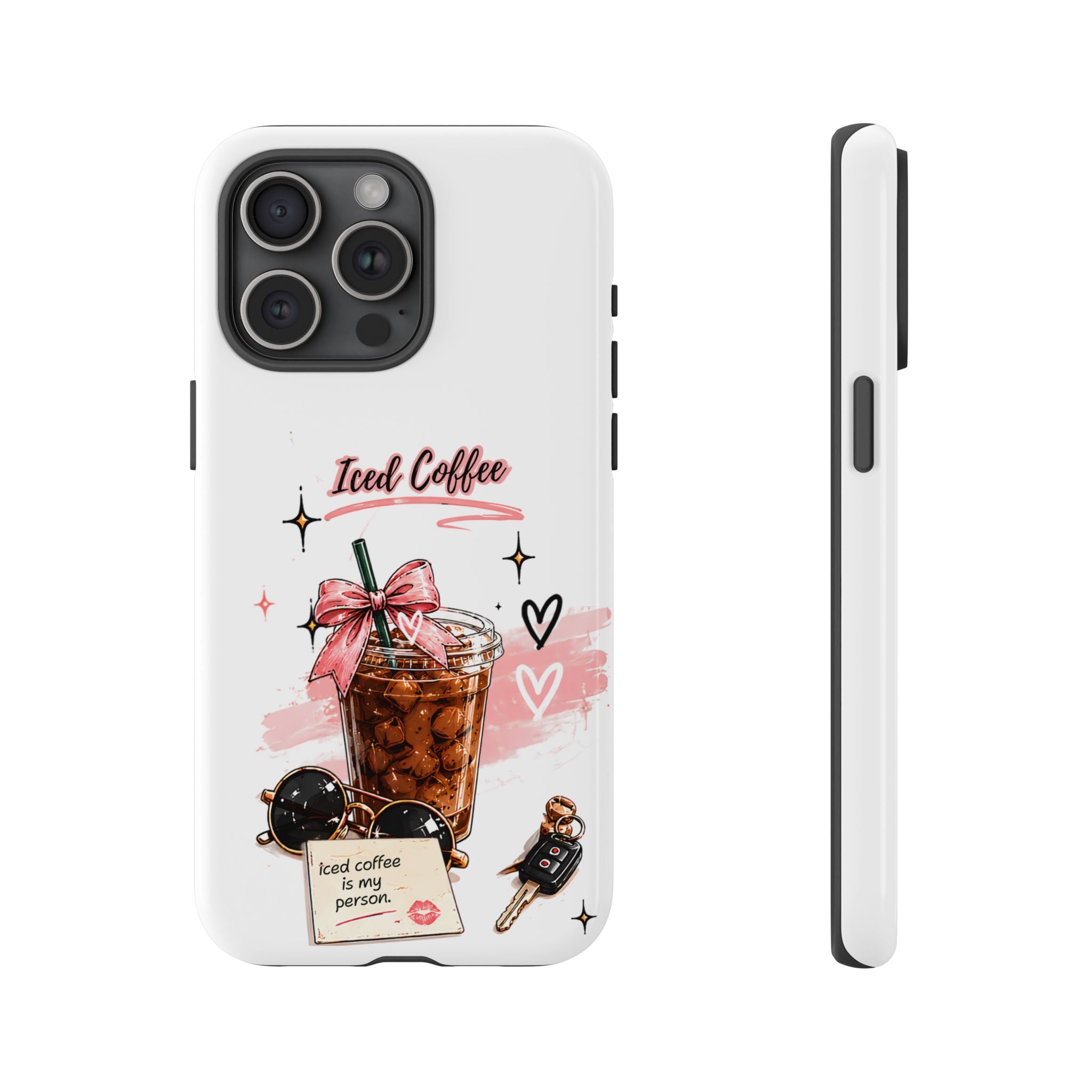 Iced Coffee Phone Case – Cute Pink Boba Design ("Iced coffee is my person")