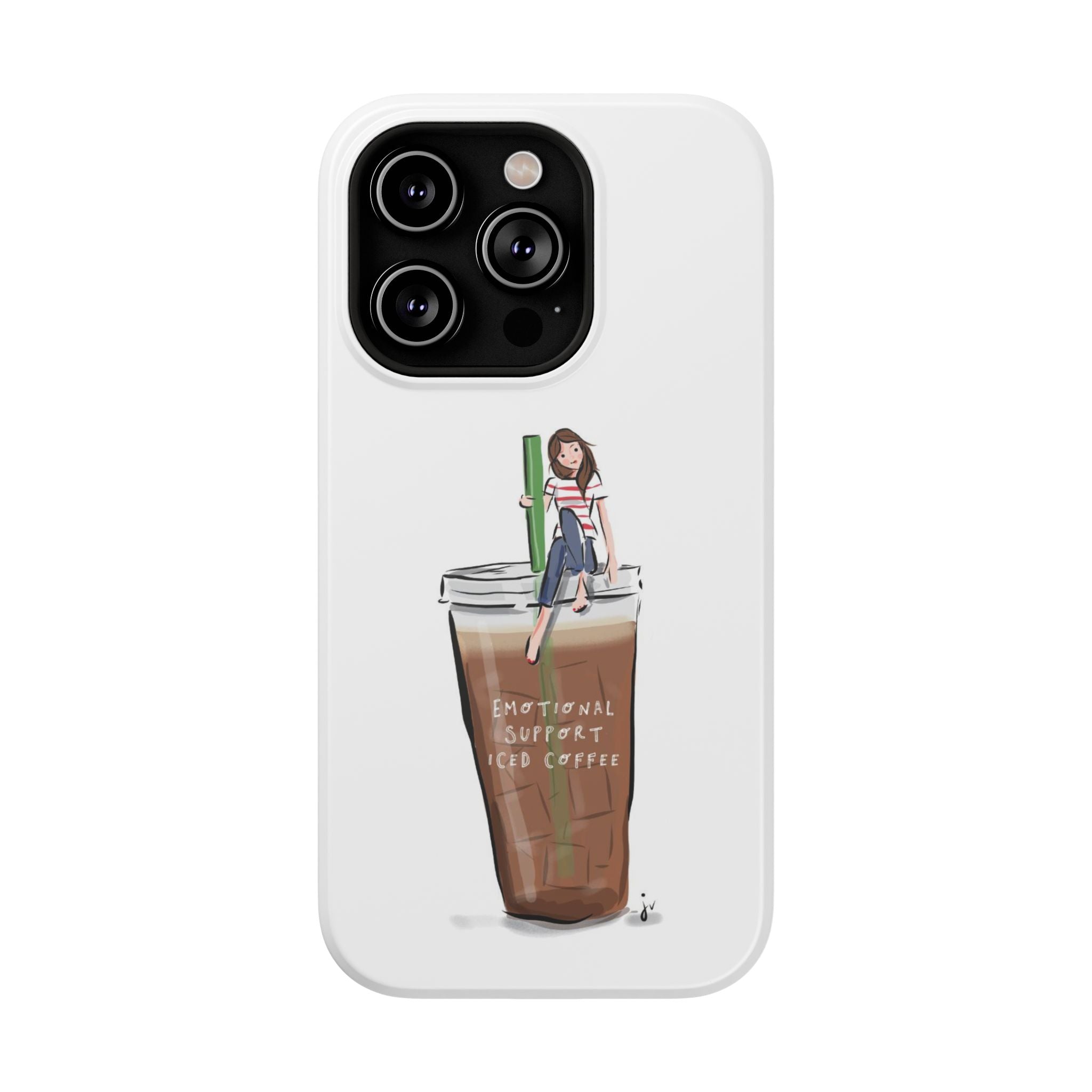 Iced Coffee & Me Phone Case — Cute Illustration 'Emotional Support Iced Coffee' Impact-Resistant Case