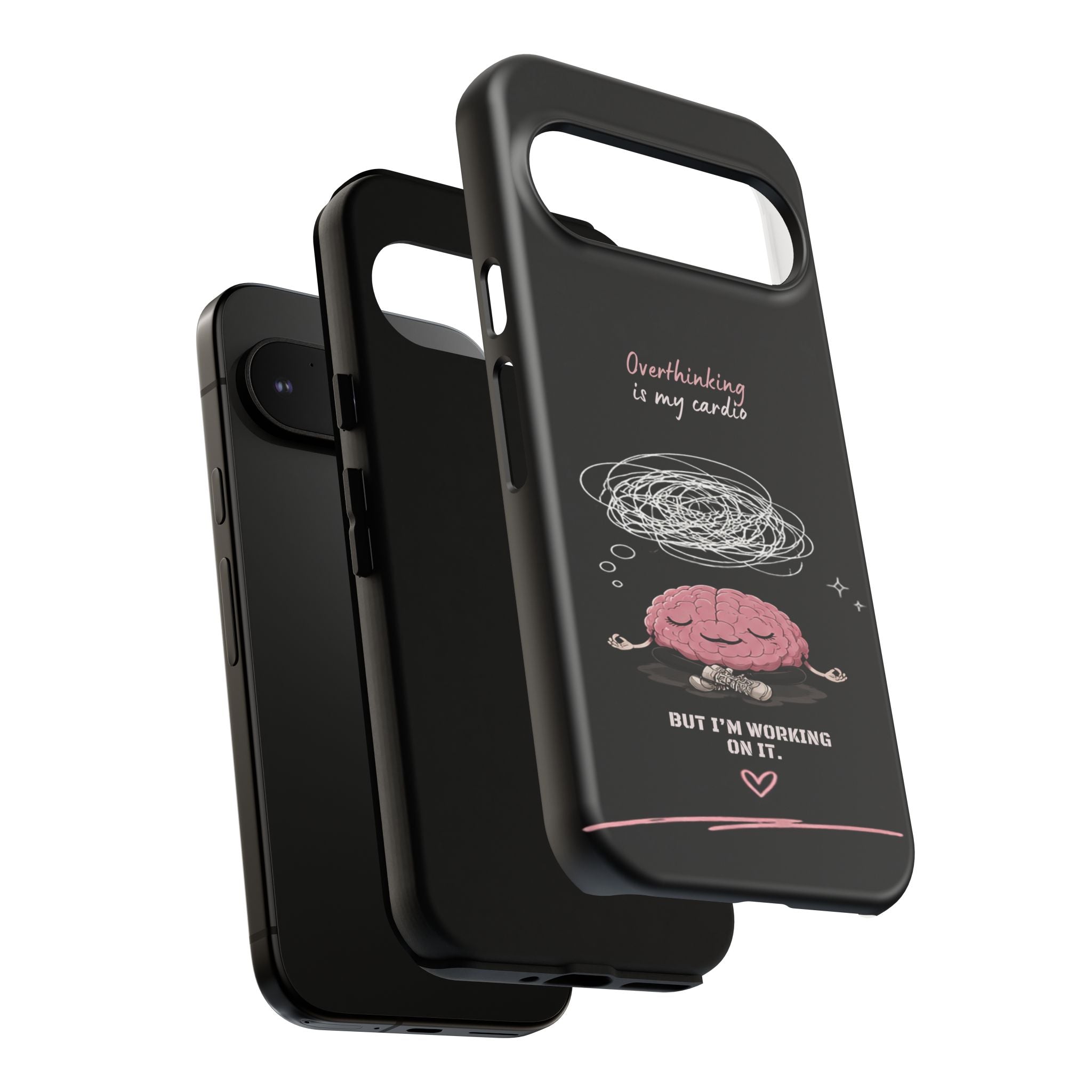 Phone Case — "Overthinking Is My Cardio" Cute Meditating Brain Protective Case