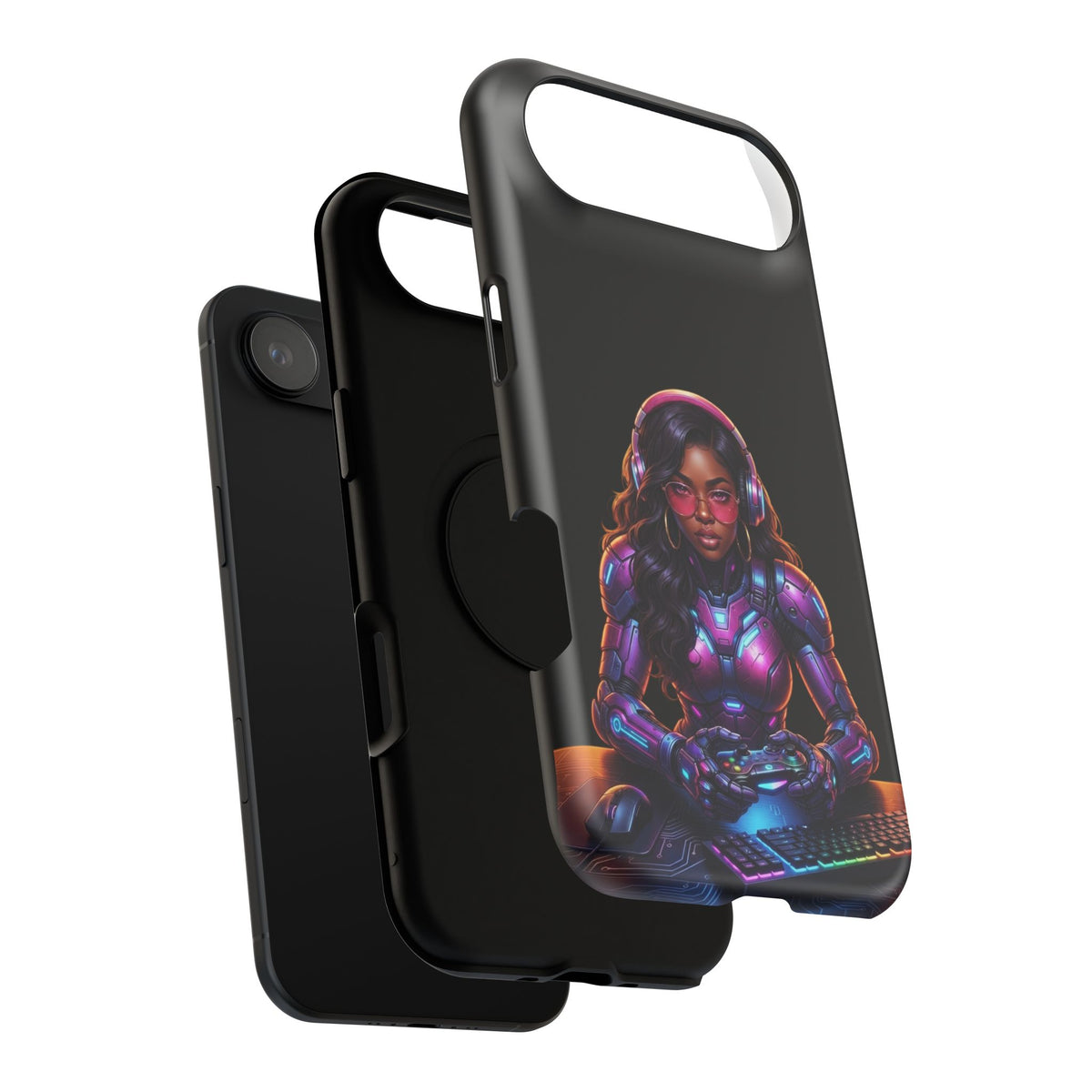 Gamer Girl Cyber Armor Phone Case — Impact‑Resistant Protective Cover