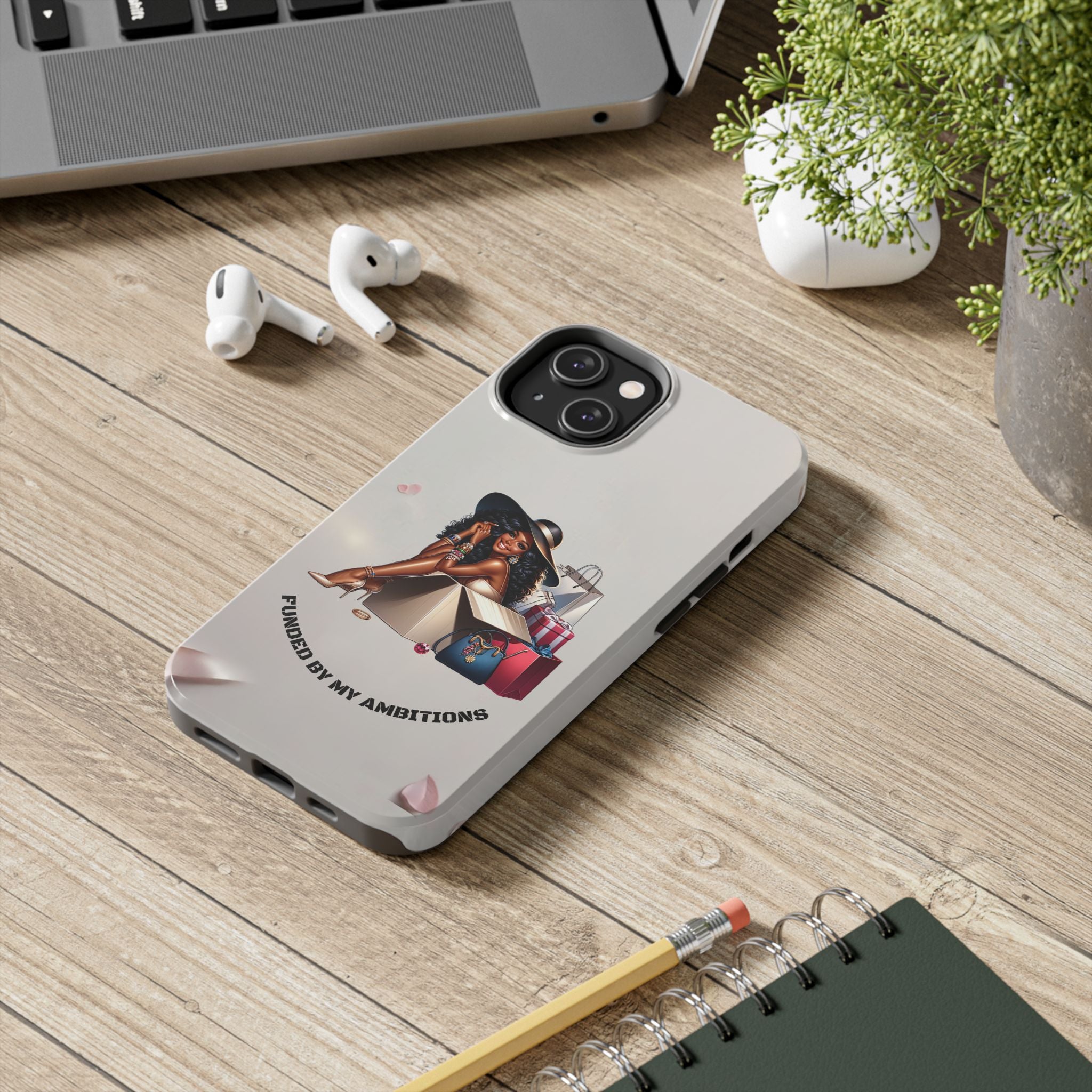 Chic Shopper Tough Phone Case — Stylish Black Woman with Shopping Bags
