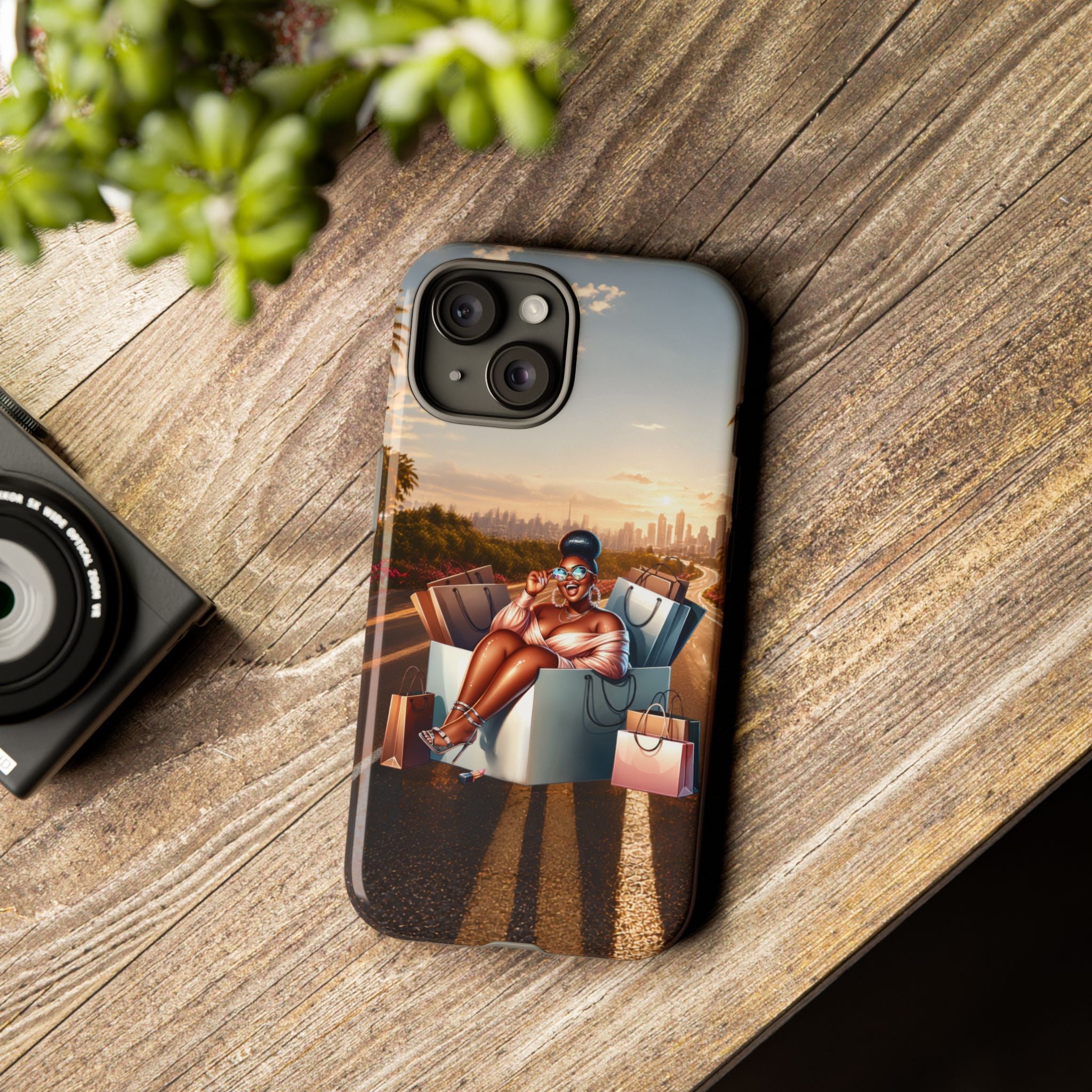 Phone Case — Chic Shopper Illustration on Cloud Background