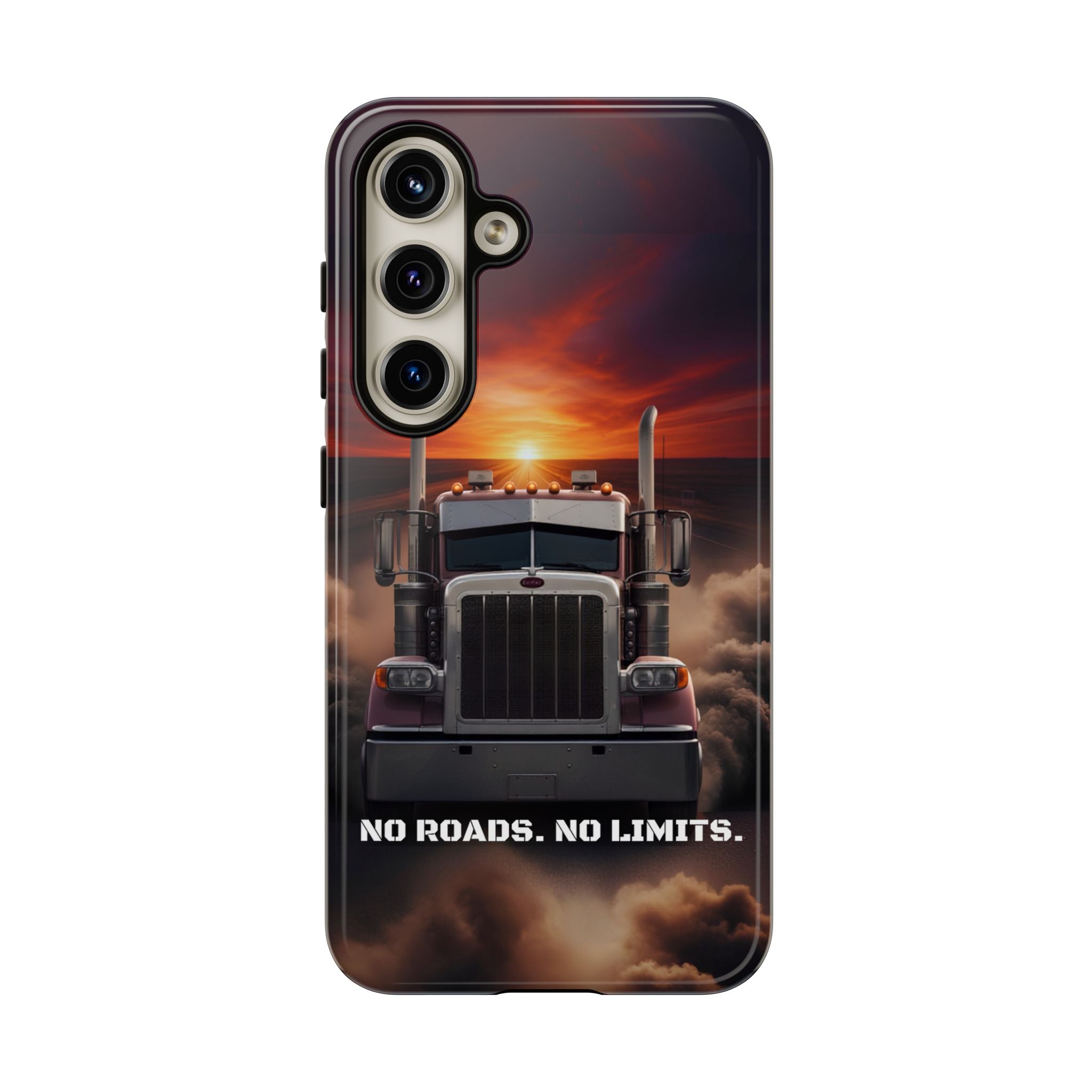 Truck Phone Case — "No Roads. No Limits." Sunset Semi Truck Protective Case