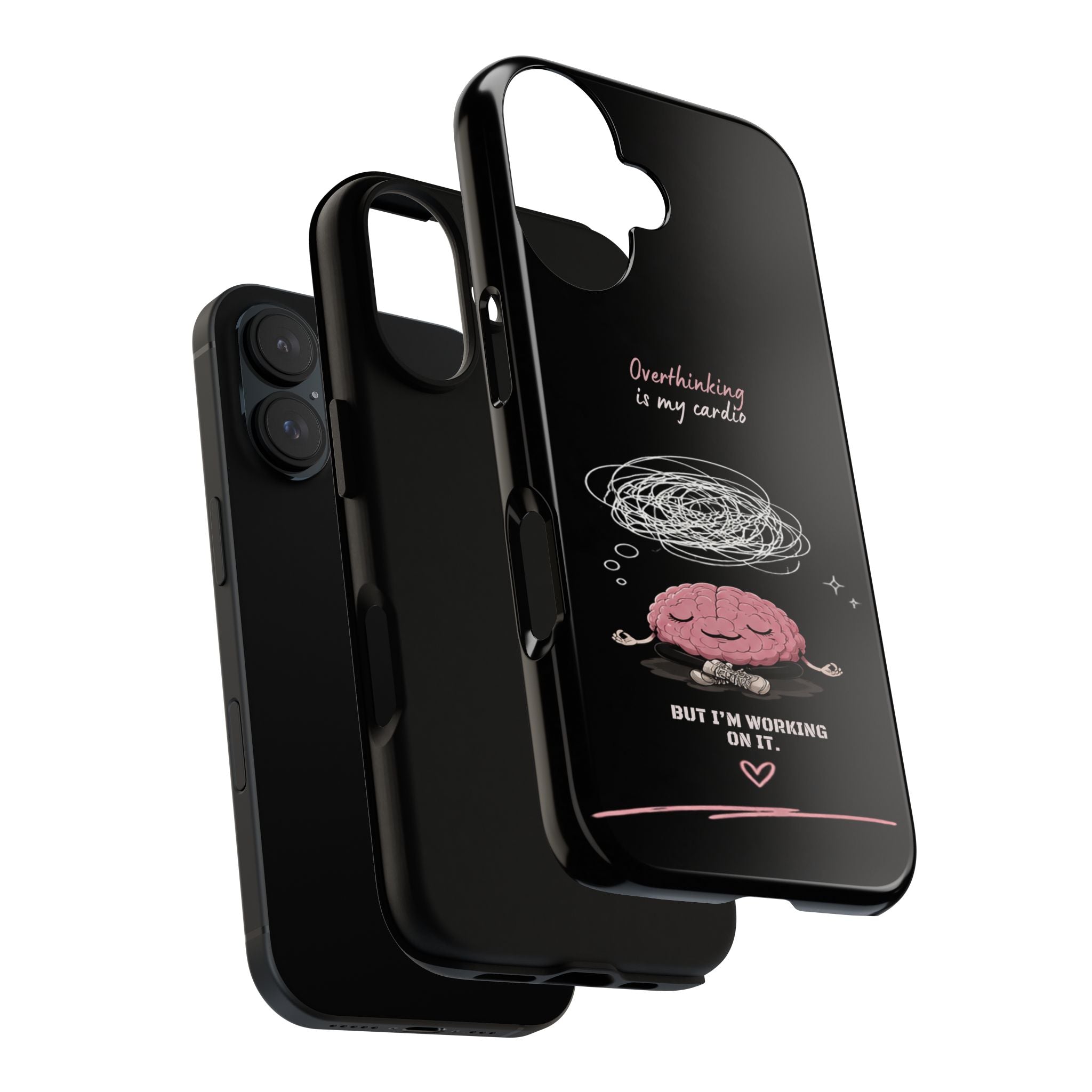 Phone Case — "Overthinking Is My Cardio" Cute Meditating Brain Protective Case