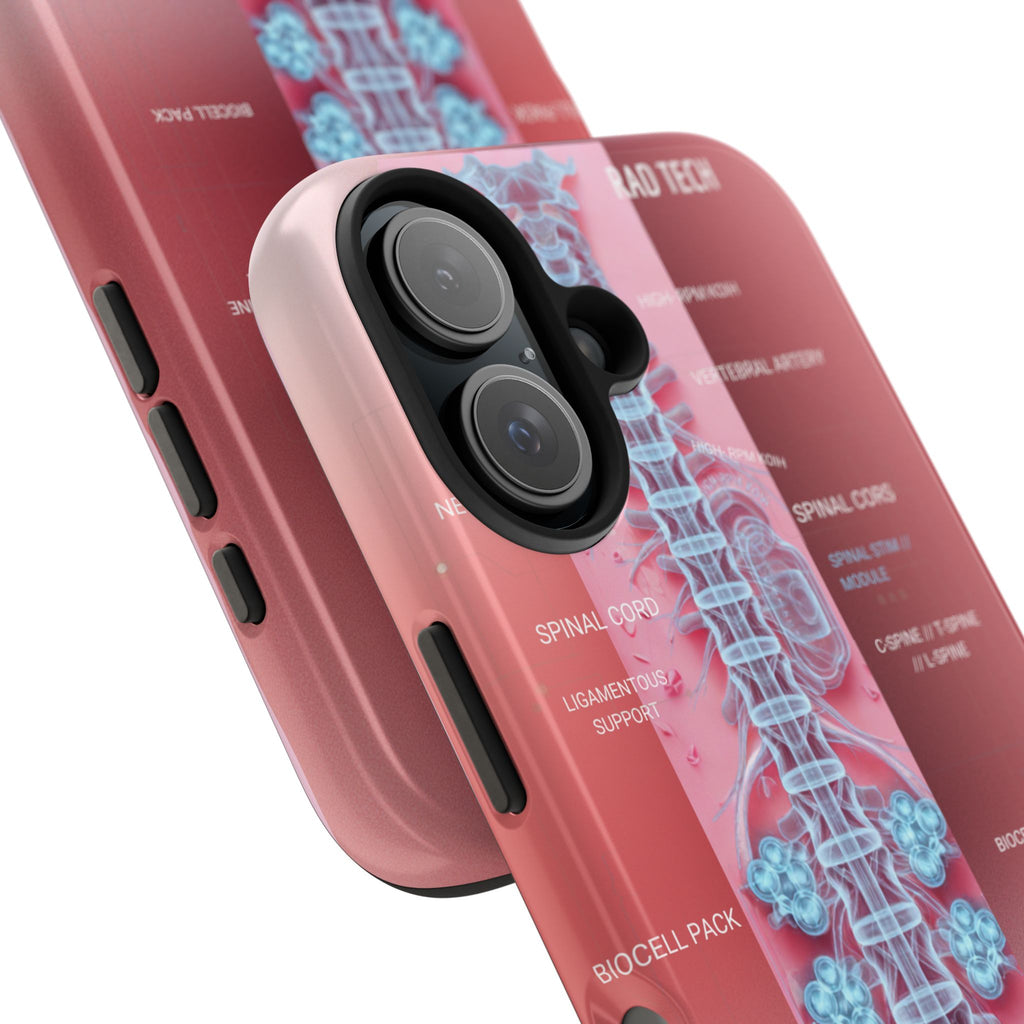 Anatomical Spine Tough Phone Case — Medical X-Ray Design, ‘Spinal Cord’ Labelled