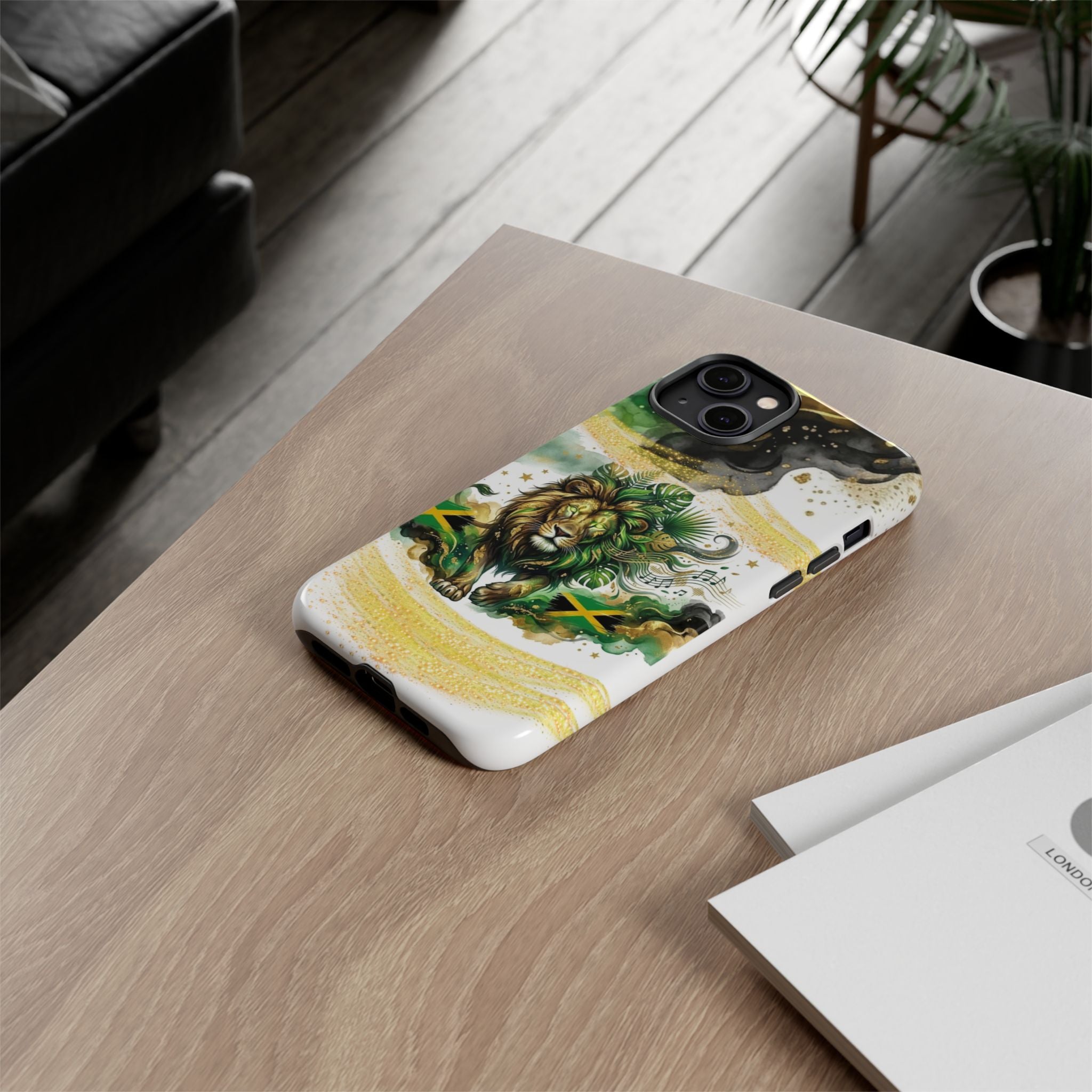 Reggae Lion Phone Case — Jamaican Flag Rasta Art Tough Phone Cover