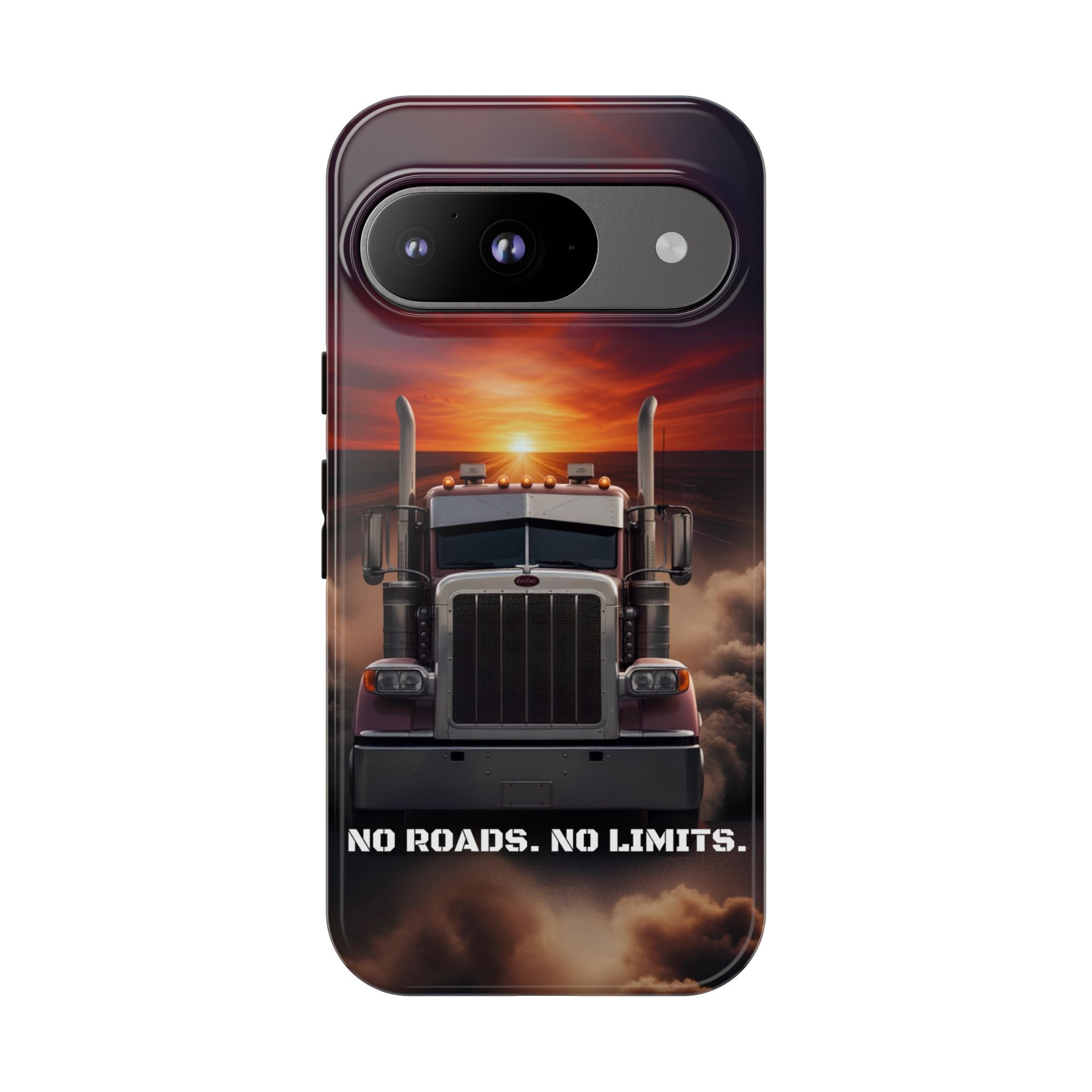 Truck Phone Case — "No Roads. No Limits." Sunset Semi Truck Protective Case
