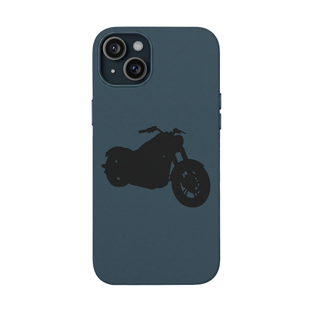 Engraved PU Leather Phone Case — Motorcycle Silhouette