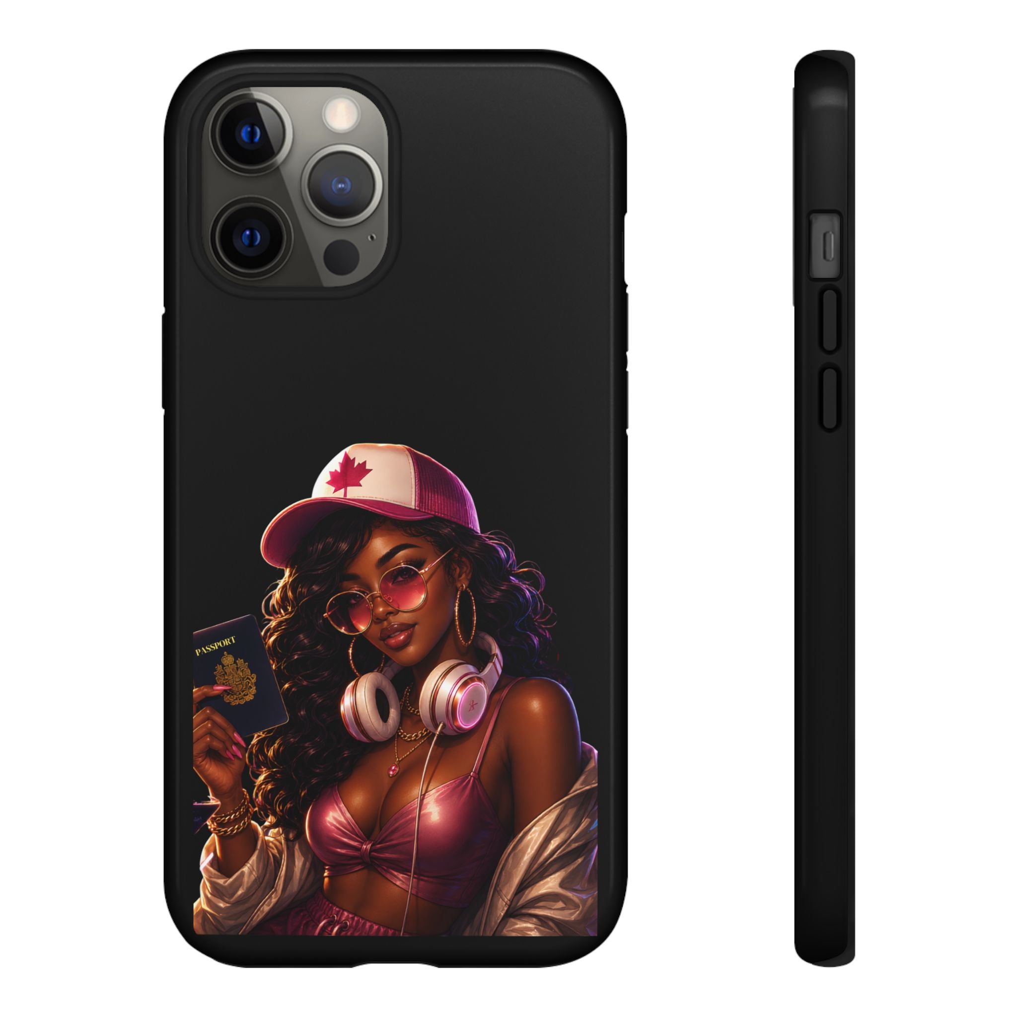 Phone Case — Stylish Urban Woman Design with Maple Cap