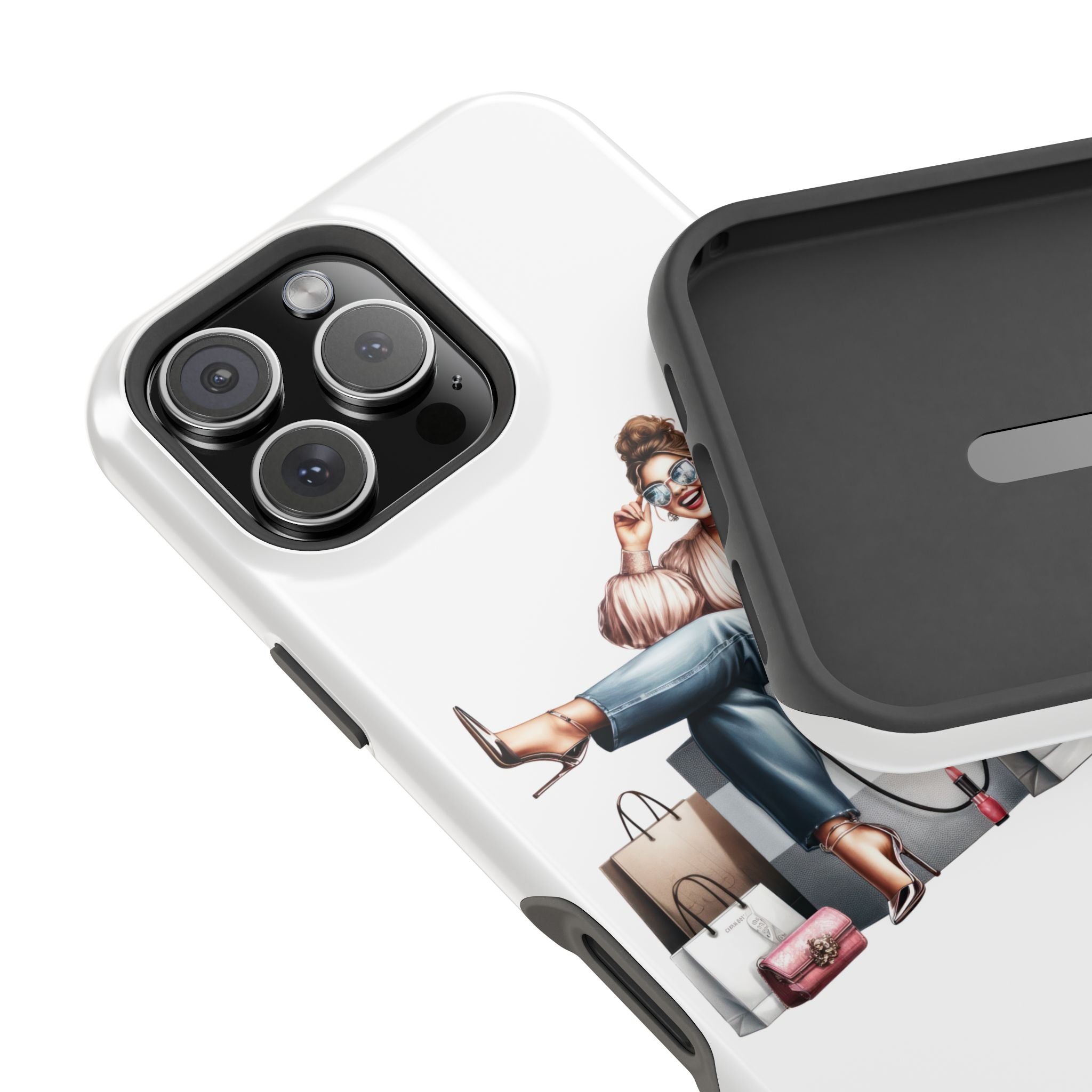 Magnetic Impact-Resistant Case — Luxury Shopper Goddess on Clouds Phone Cover