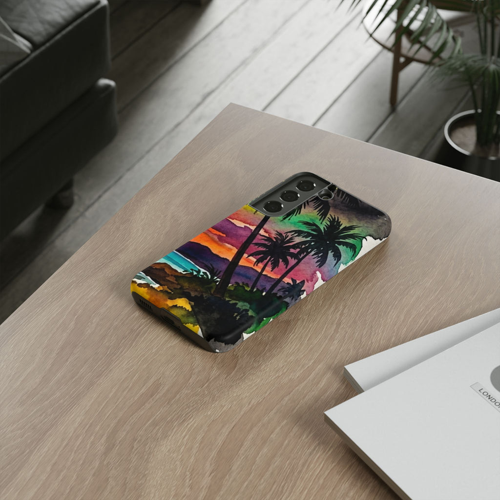 Tropical Sunset Phone Case – Palm Tree Beach Protective Cover