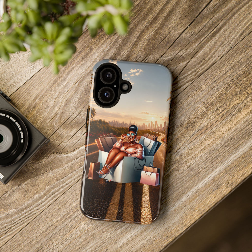 Phone Case — Chic Shopper Illustration on Cloud Background