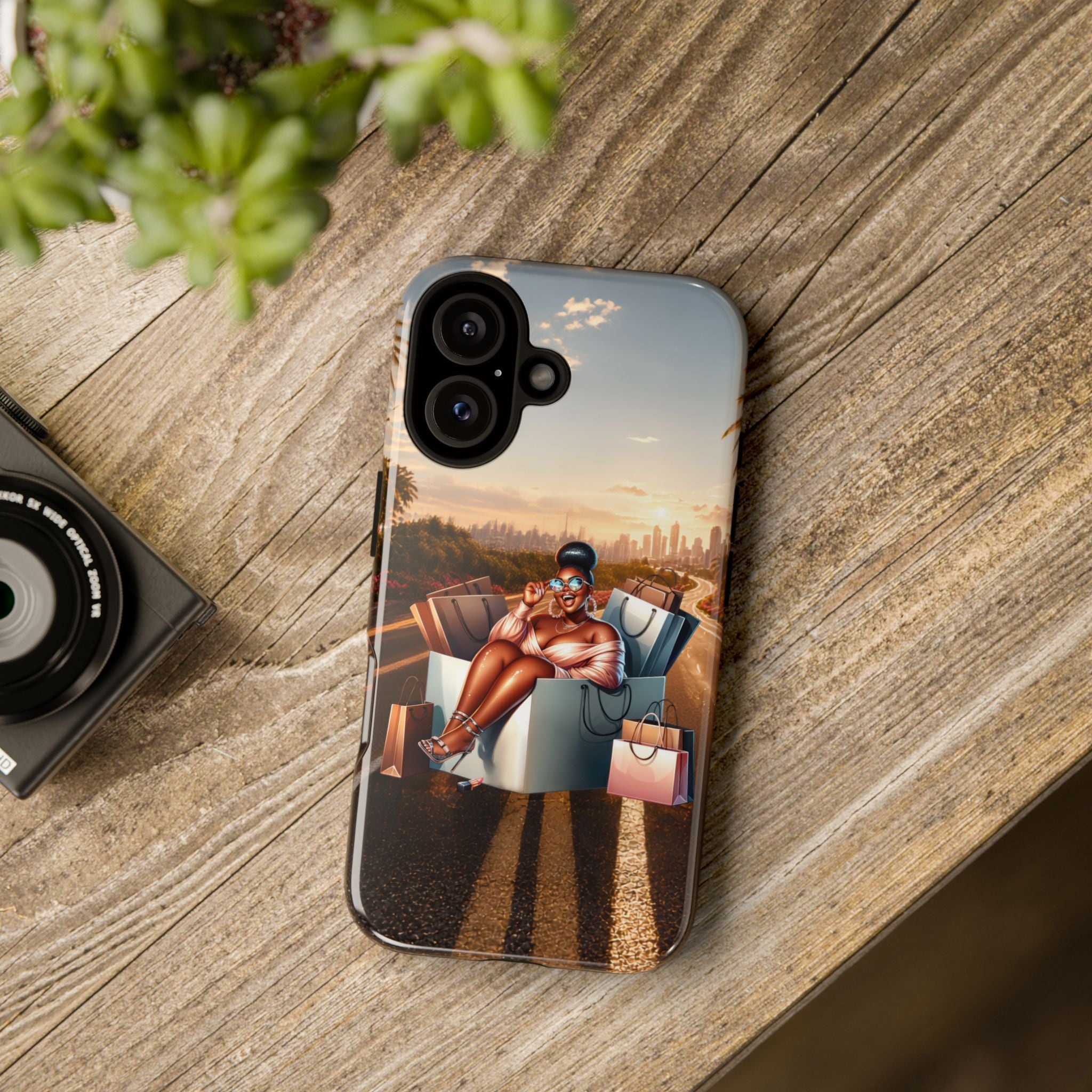 Phone Case — Chic Shopper Illustration on Cloud Background