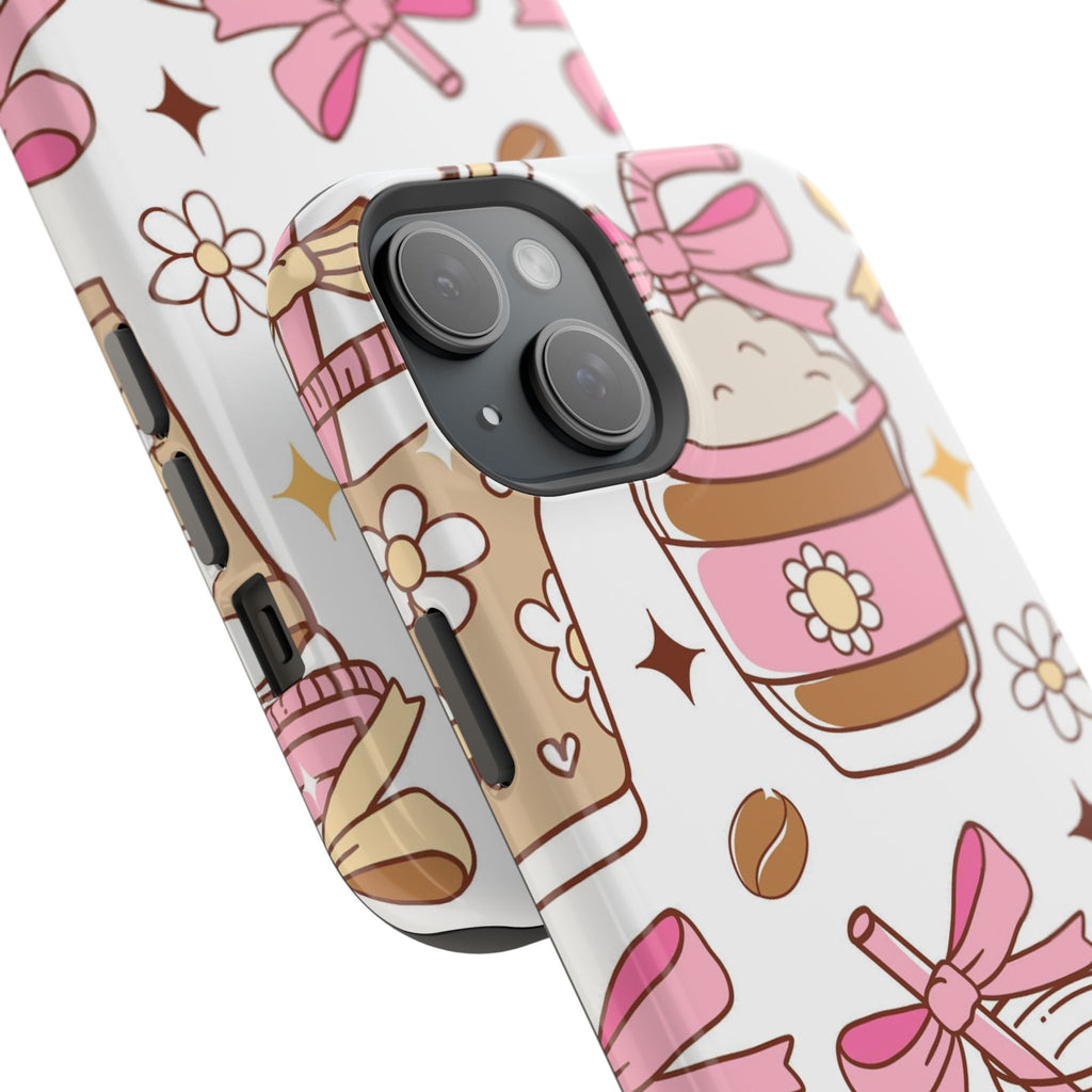 Cute Pink Coffee & Latte Pattern Impact Phone Case