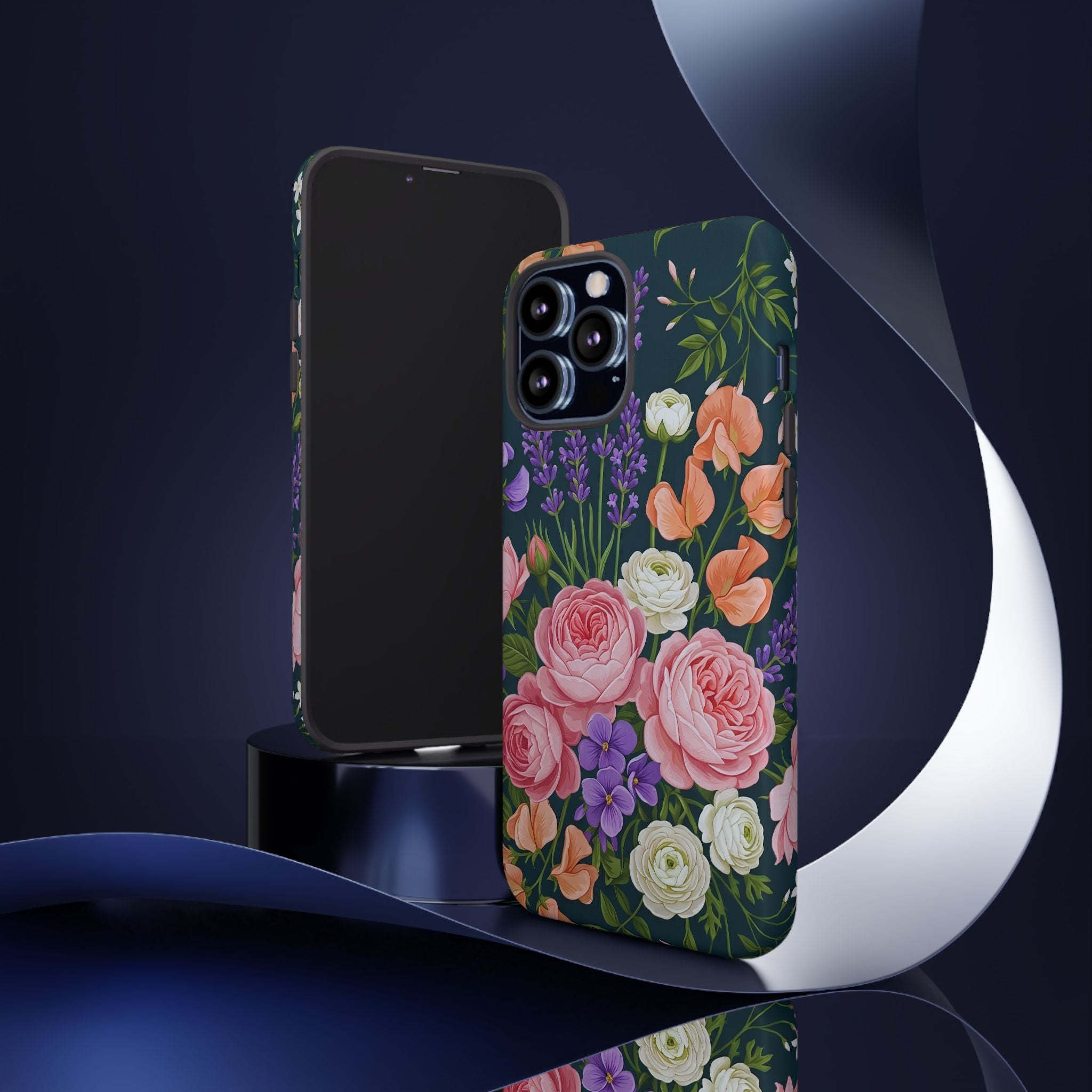 Floral Bouquet Phone Case — Vintage Roses & Lavender Protective Cover